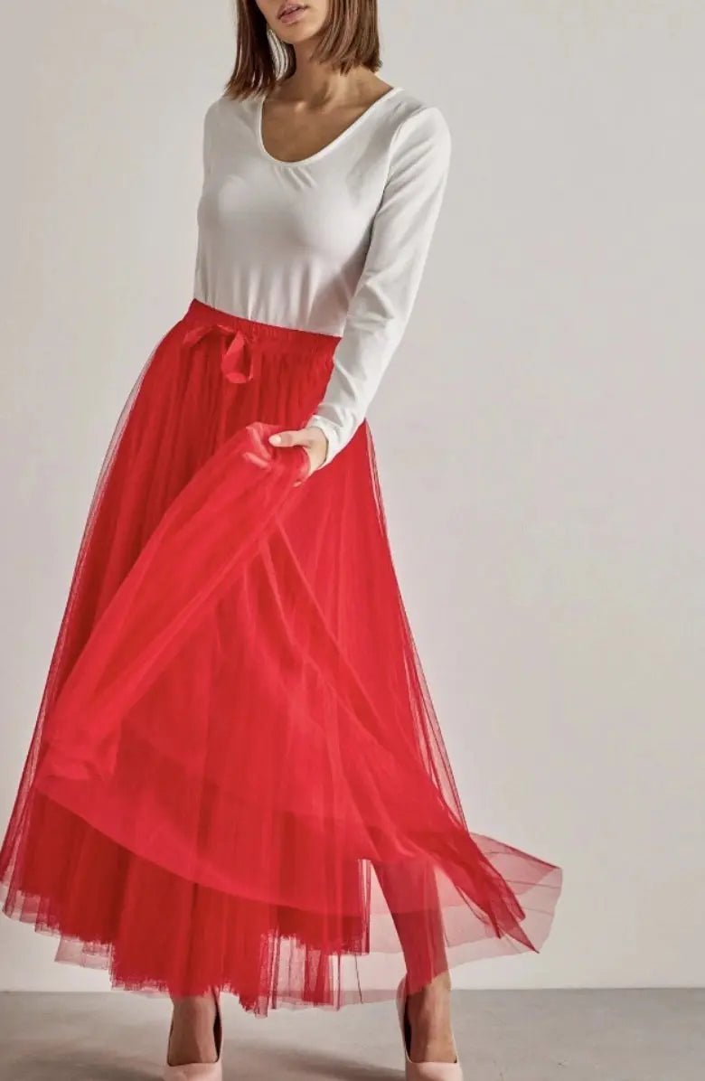 Aria Long Tulle Skirt - Elegant Flowy Maxi Skirt for Women | Perfect for Weddings, Parties & Special Occasions