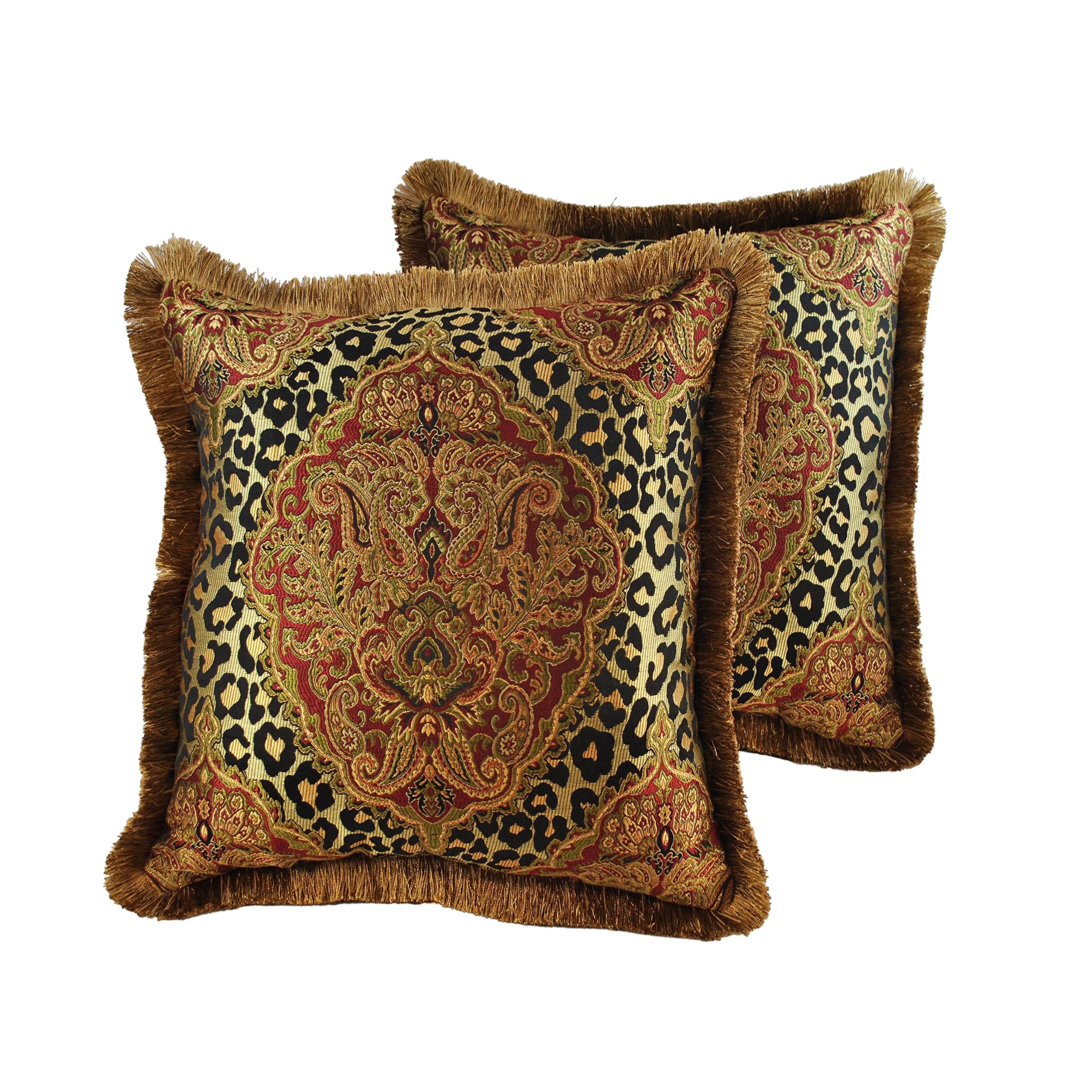Sherry Kline Tangiers 20-inch Decorative Throw Pillow Covers Set of 2 - Soft Bohemian Style Square Cushions for Sofa, Bed, Living Room & Home Decor