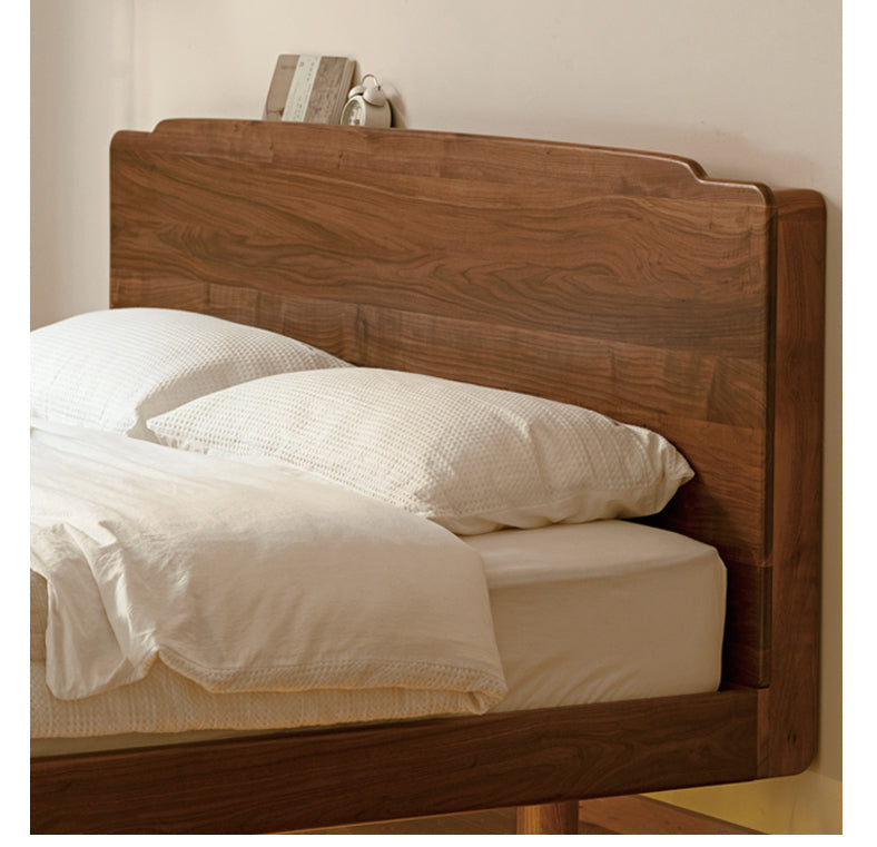 Solid Black Walnut Wood King Size Bed with LED Lighting - Perfect for Master Bedroom, Guest Room & Luxury Home Decor