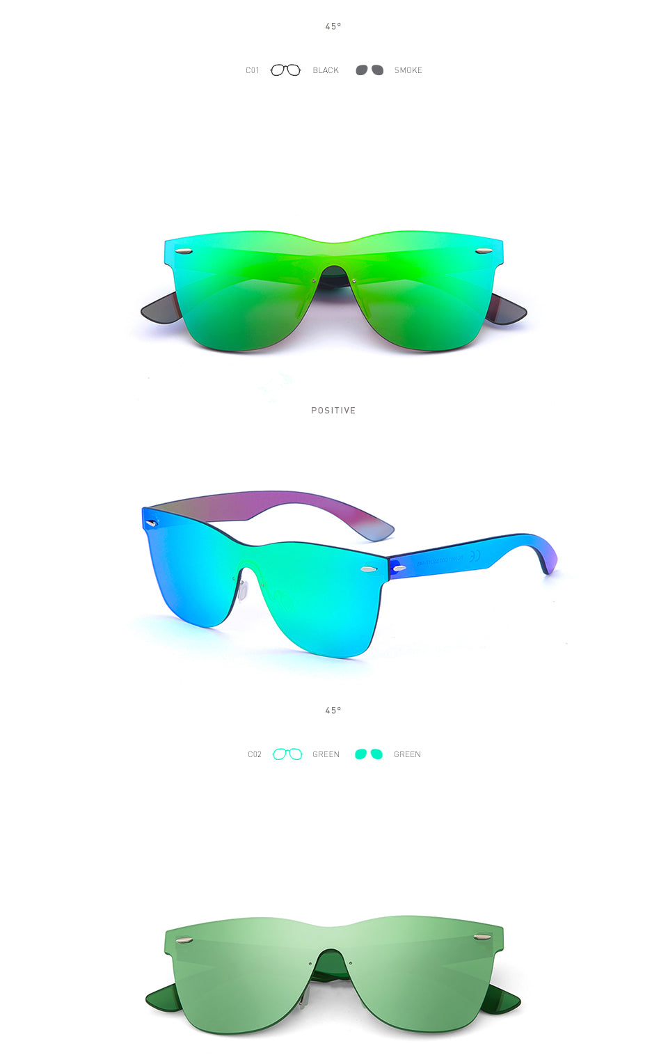 20/20 Unisex Oval Rimless Alloy Polarized Sunglasses PC1601 - UV Protection for Driving, Fishing & Outdoor Activities
