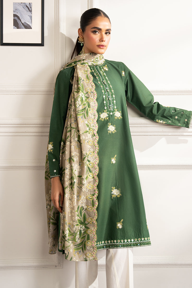 Elegant Forest Green 2 Piece Outfit (Shirt & Dupatta) - Traditional Indian Ethnic Wear for Weddings, Festivals & Special Occasions