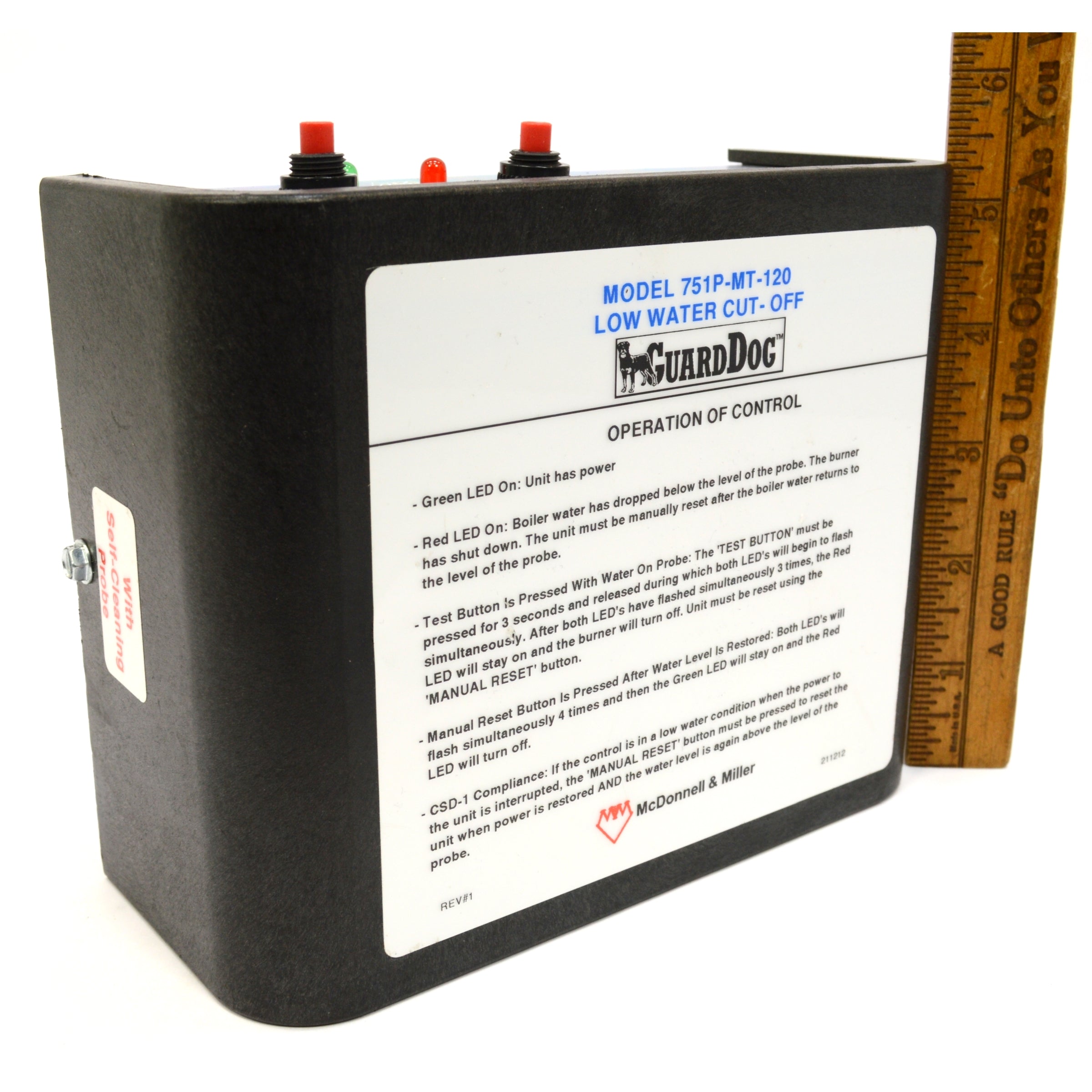 McDONNELL & MILLER GUARD DOG Model #751P MT 120 Low Water Cut Off with Probe - Boiler Safety Device for Steam Heating Systems
