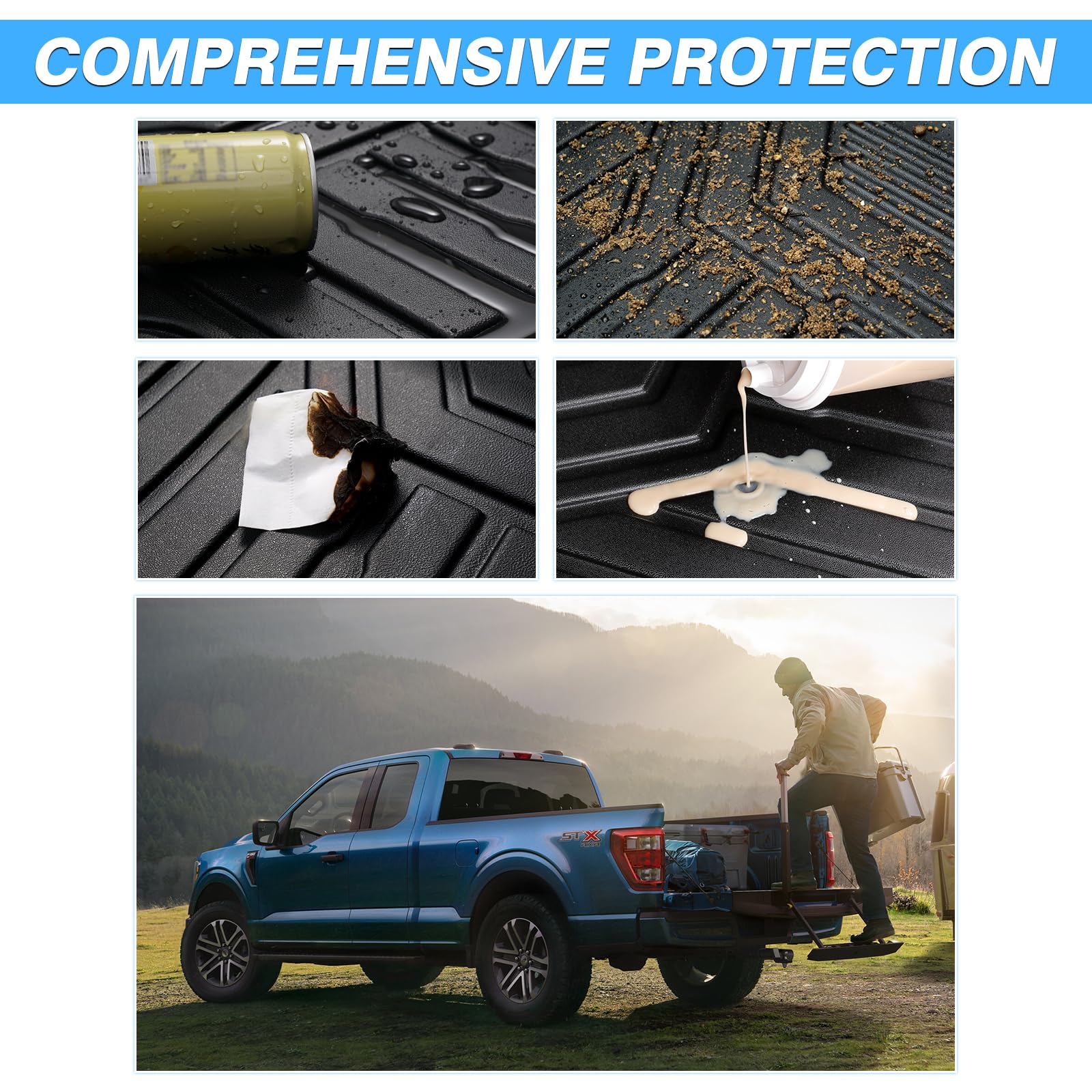 2020-2025 Jeep Gladiator JT Truck Bed Mat - Heavy Duty All Weather TPE Bed Liner for 5 FT Pickup Truck Accessories (Black) - Perfect for Hauling, Camping & Off-Road Protection