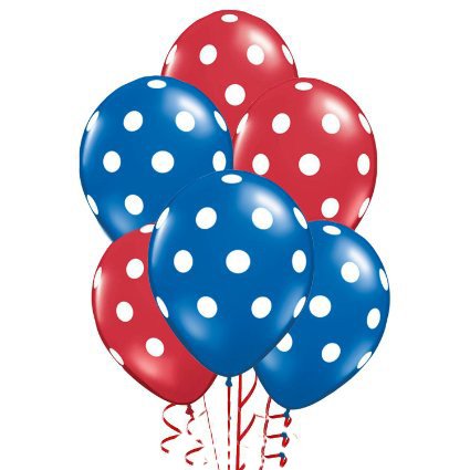 PMU Polka Dot Balloons - 11 Inch Multicolor Small Balloons (Crystal Red & Sapphire Blue) for Birthday Parties, Weddings, Christmas Decorations, Halloween Events, Baby Showers & Party Favors - Pack of 12 - Perfect for Indoor/Outdoor Celebrations & Photo Backdrops