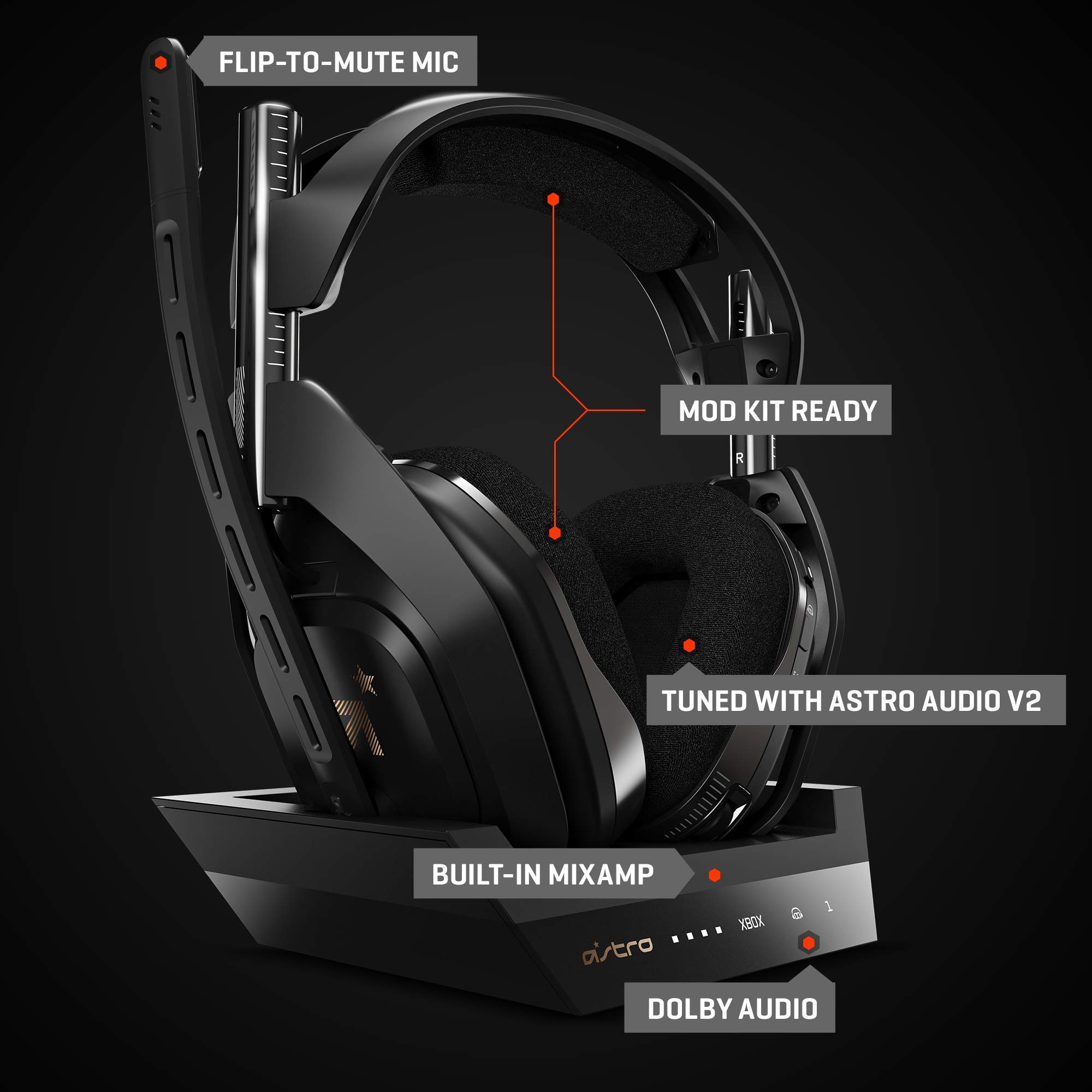 ASTRO Gaming A50 Wireless Gaming Headset with Base Station for Xbox One & PC - Black/Gold (Renewed) - Perfect for Competitive Gaming & Streaming