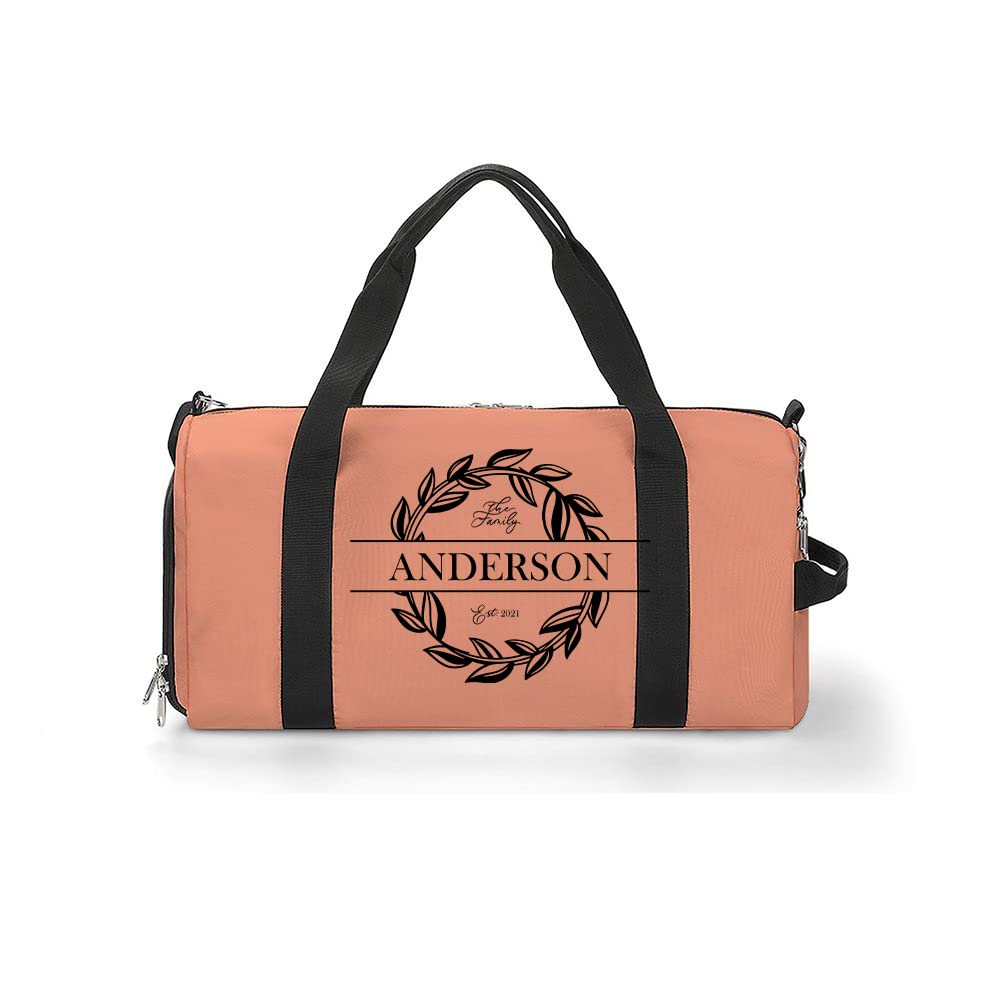 Customized Sport Duffel Bag with Shoe Compartment - Personalized Gym Bag for Men & Women - Water-Resistant Travel Bag for Gym, Sports, Workout & Weekend Trips (18.1x9x9.3 Inch, Light Salmon) - Perfect for Fitness Enthusiasts & Frequent Travelers