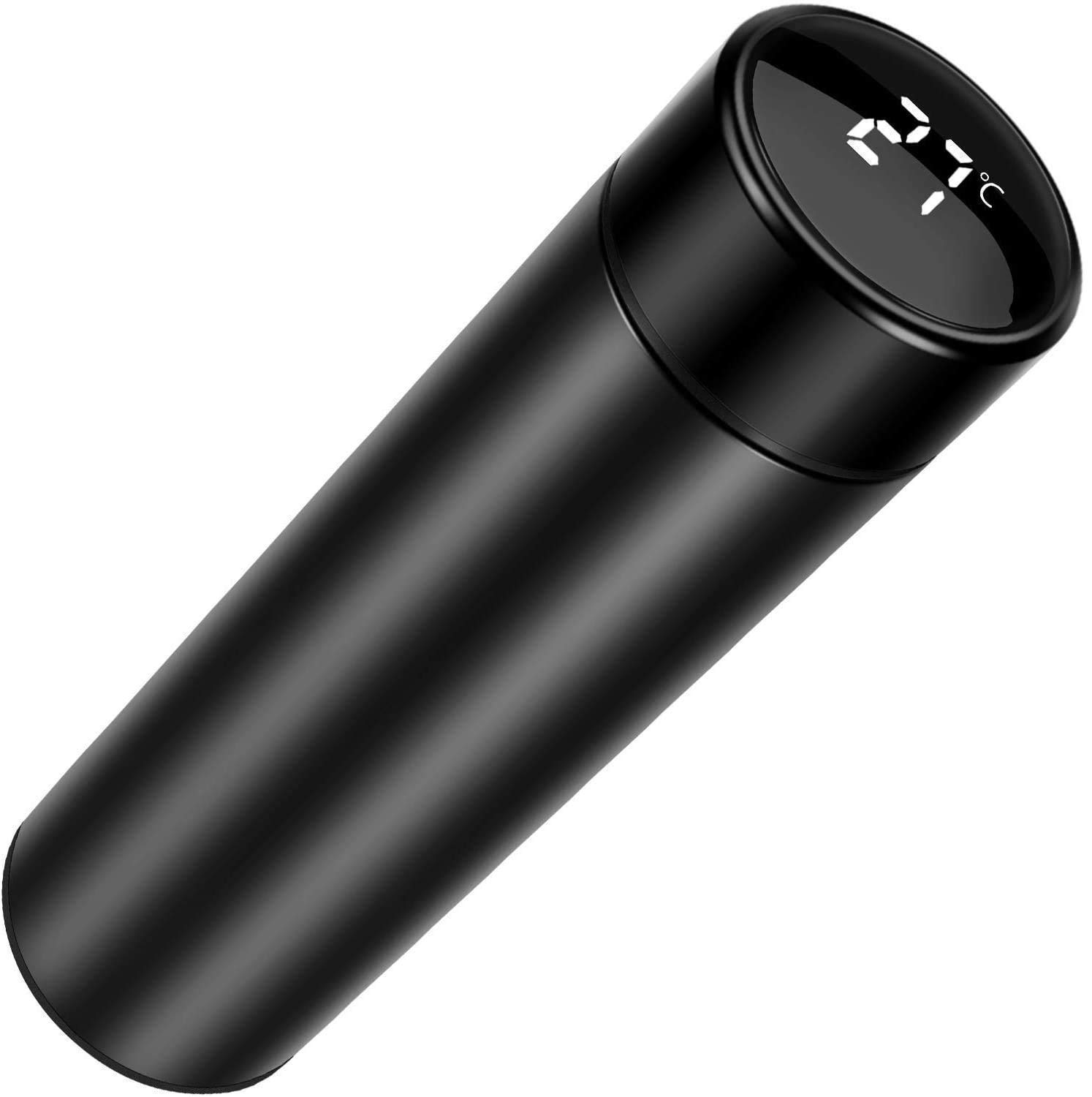 Techgadget 500ml Stainless Steel Vacuum Insulated Water Bottle with LED Temperature Display - Leak Proof, 12 Hour Hot & Cold Retention - Perfect for Gym, Hiking, Office & Travel Hydration
