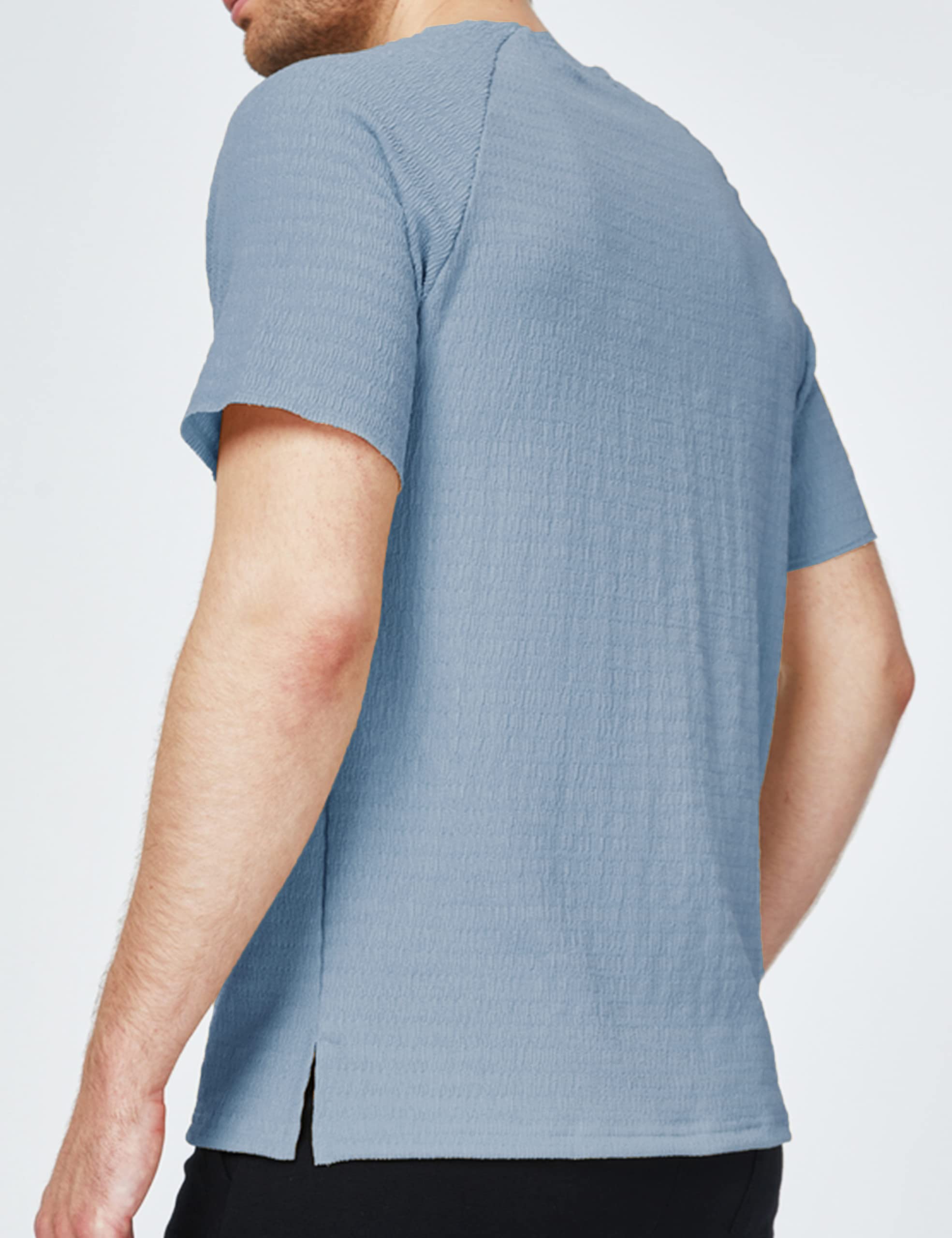 SSLR Men's Henley Shirts - Summer Crewneck Waffle Knit Short Sleeve T-Shirts for Casual Wear & Outdoor Activities