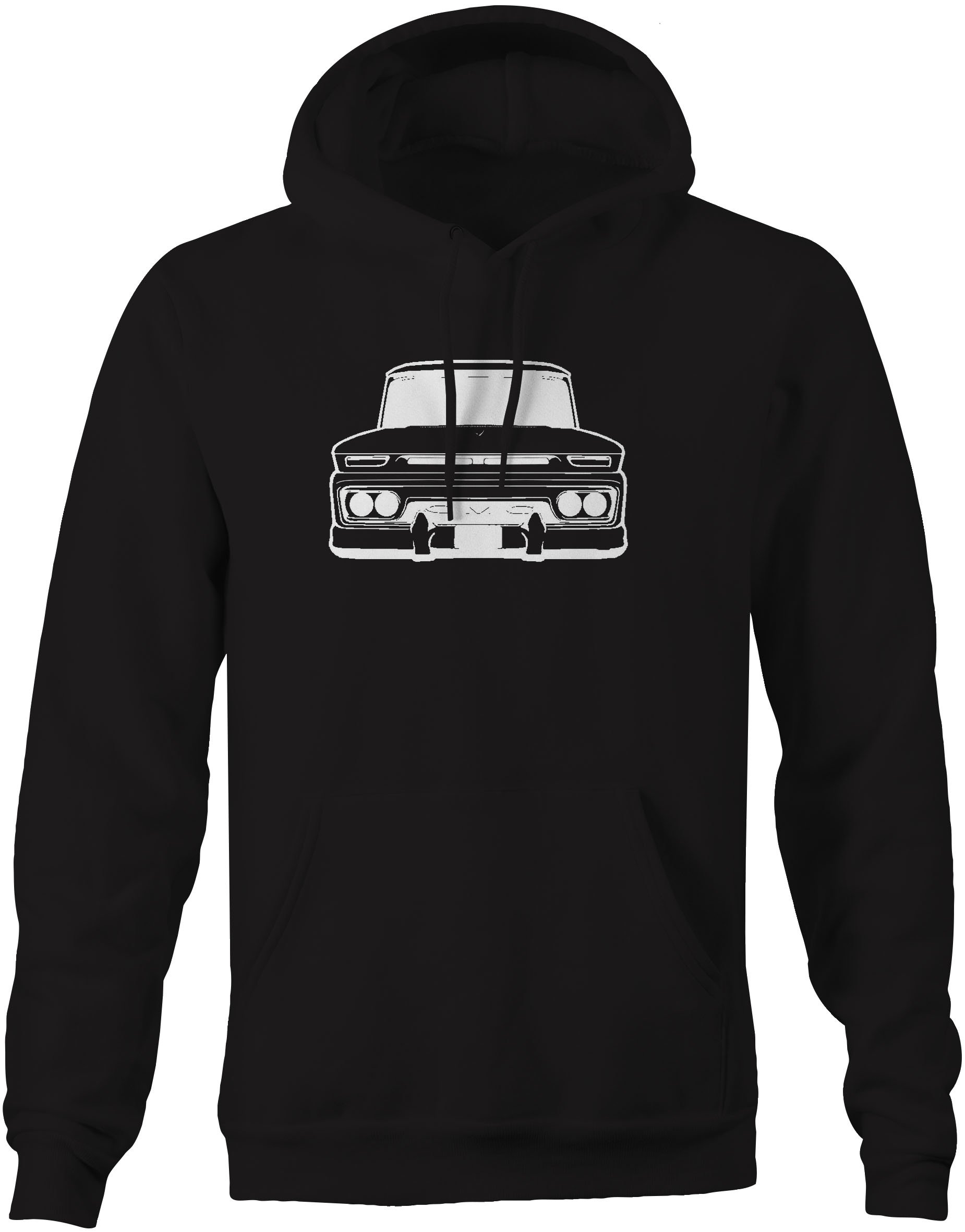 Vintage 1960-1966 Chevrolet C10 Pickup Truck Hoodie for Men - Classic Black Logo Sweatshirt | Perfect for Car Enthusiasts & Retro Fashion Lovers