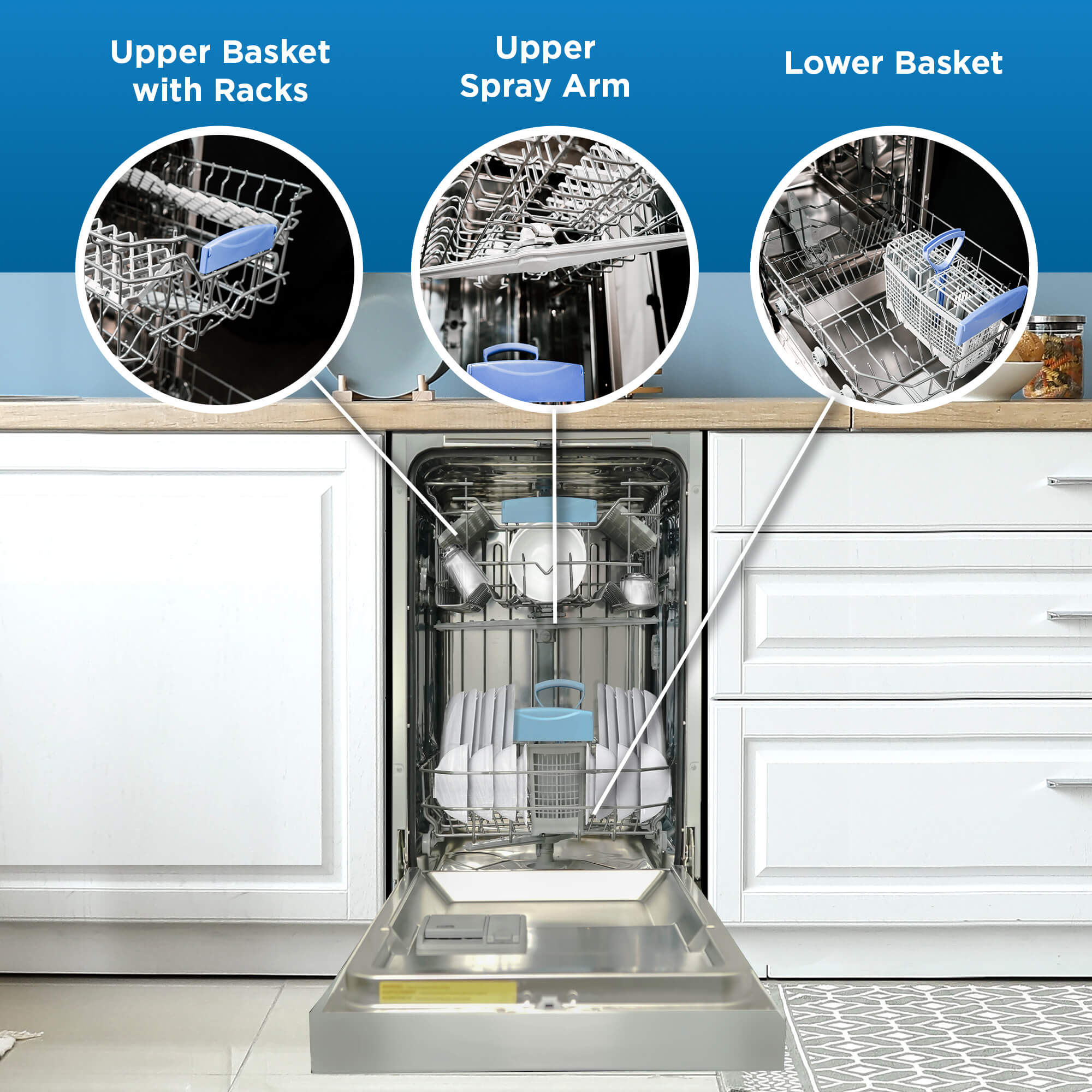 Danby DDW18D1ESS 18 Inch Stainless Steel Built-In Dishwasher - Compact & Energy Efficient for Small Kitchens, Apartments, and RVs