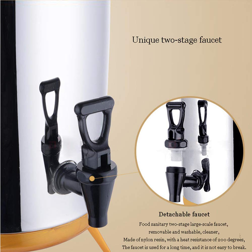 Stainless Steel Insulated Beverage Dispenser with Tap - Commercial Warm & Cold Drink Dispenser for Tea, Espresso, Milk Tea - Perfect for Parties, Hotels, Cafes & Beverage Shops