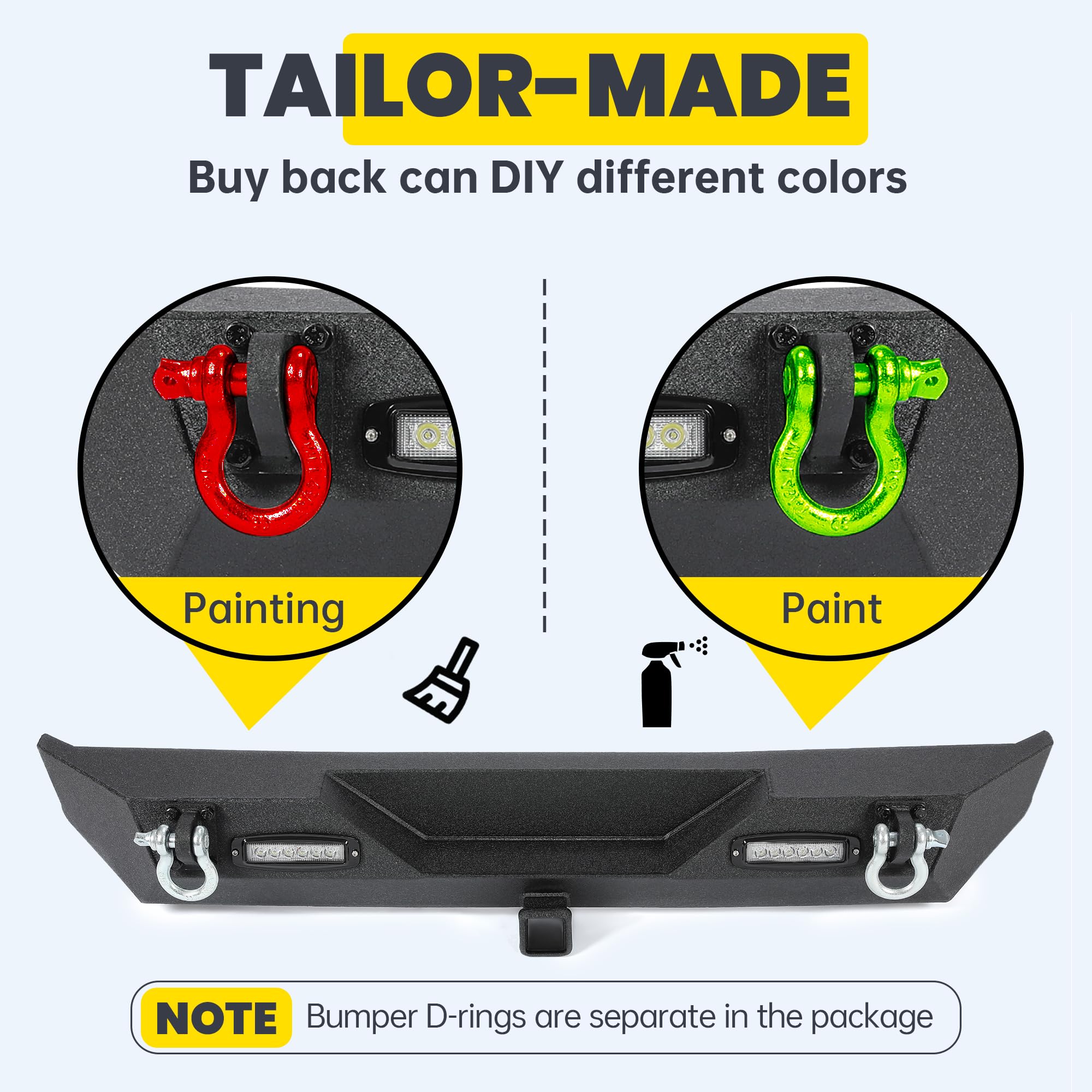 KUAFU Rear Bumper with LED Lights & 2