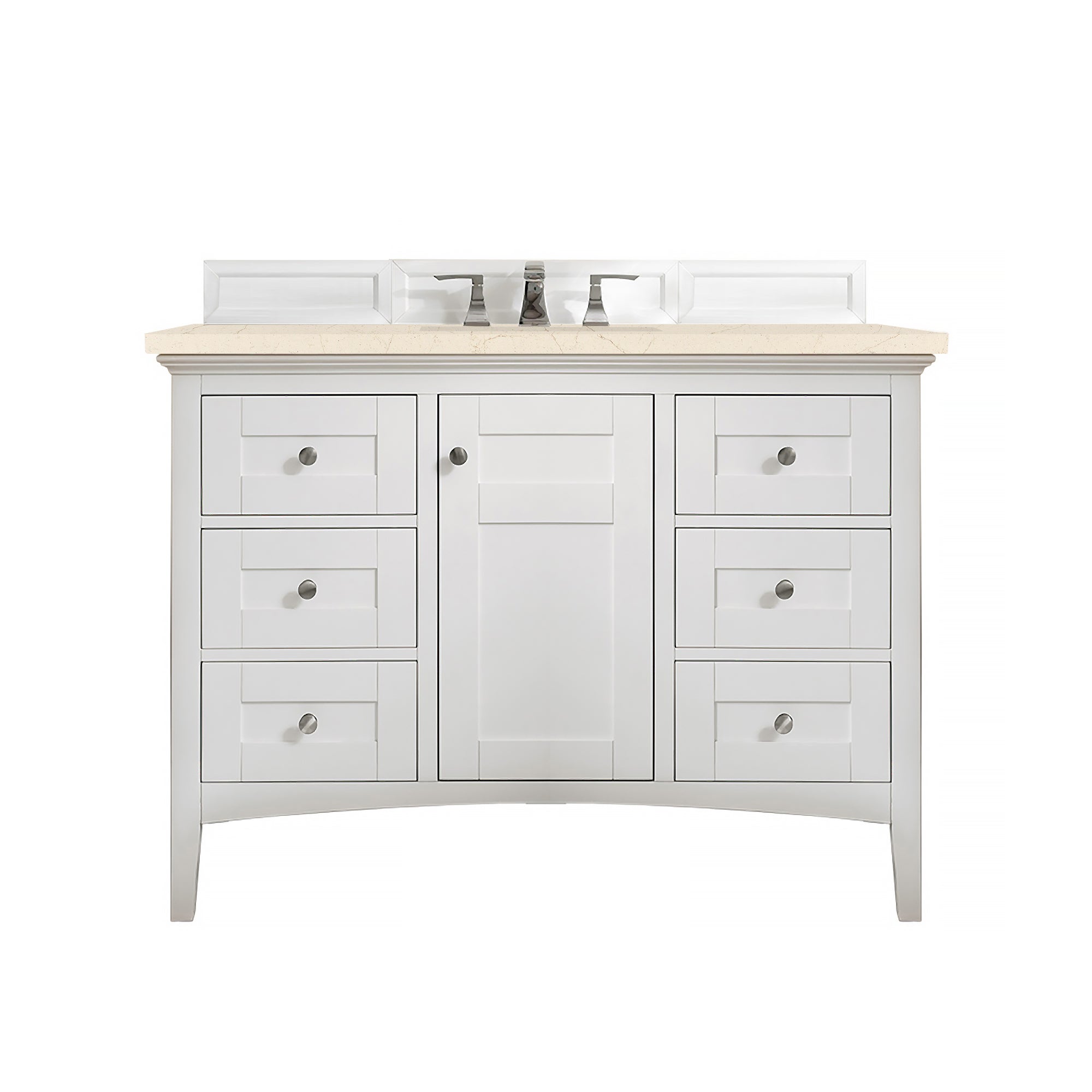 Palisades 48 Inch Single Bathroom Vanity Set with 3CM Eternal Marfil Quartz Countertop in Bright White - Perfect for Modern Bathroom Remodeling and Home Renovation Projects