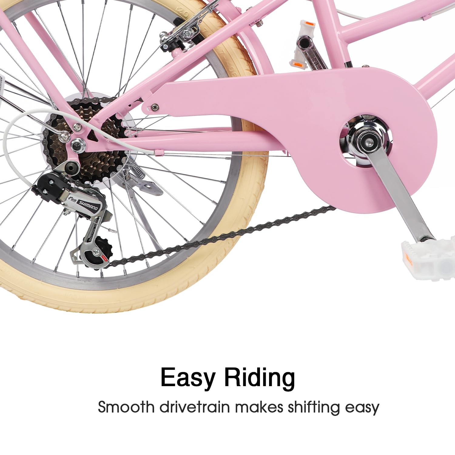 20 24 26 Inch 6-Speed Beach Cruiser Bike for Women & Girls - Lightweight Hybrid City Bicycle with Wicker Basket - Perfect for Commuting, Leisure Rides & Beach Outings - Multiple Color Options