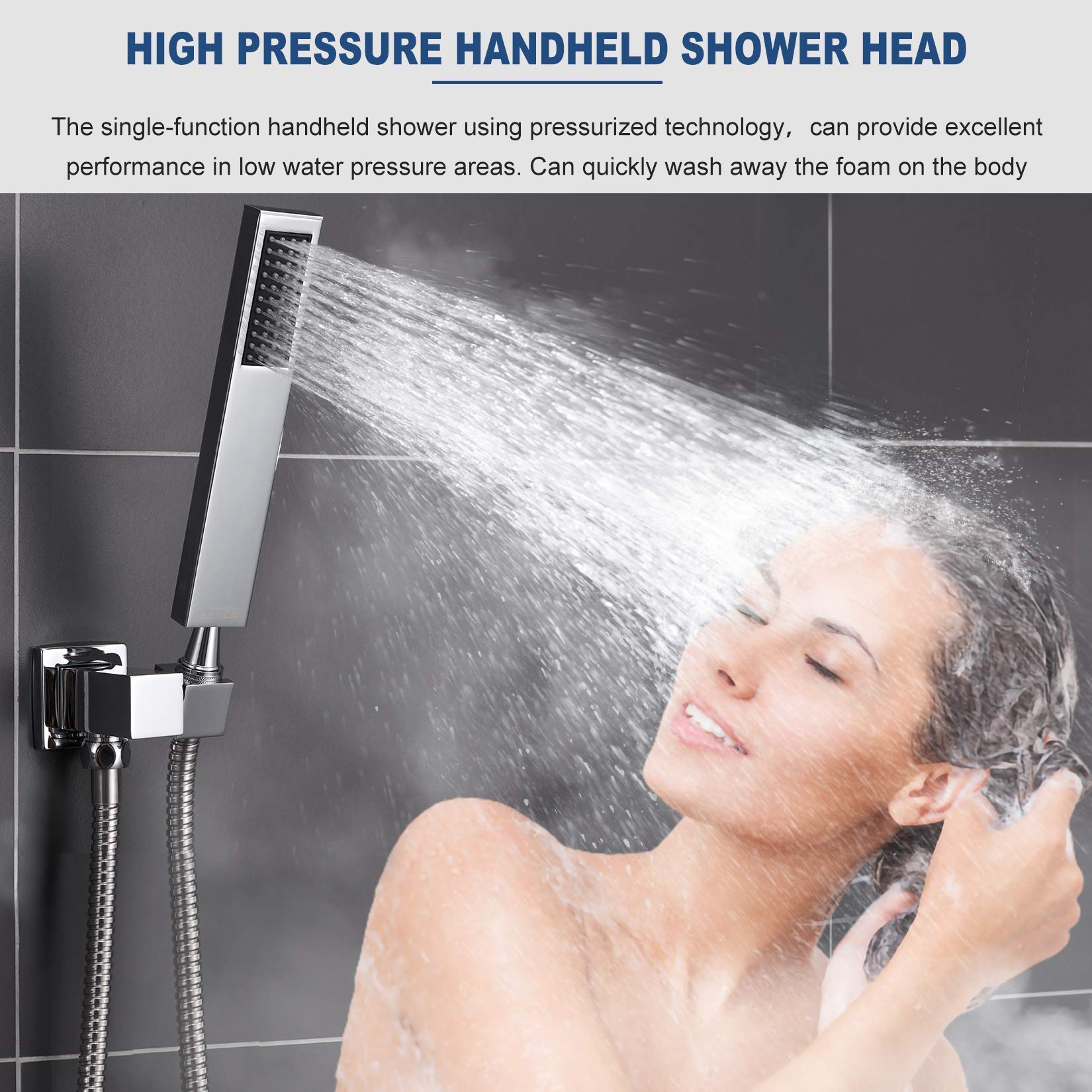 ESNBIA 10 Inch Ceiling Shower System - High Pressure Rainfall Dual Shower Head Combo with Handheld Sprayer, Chrome Shower Faucet Set with Valve and Trim - Perfect for Modern Bathroom Renovation & Spa-Like Shower Experience