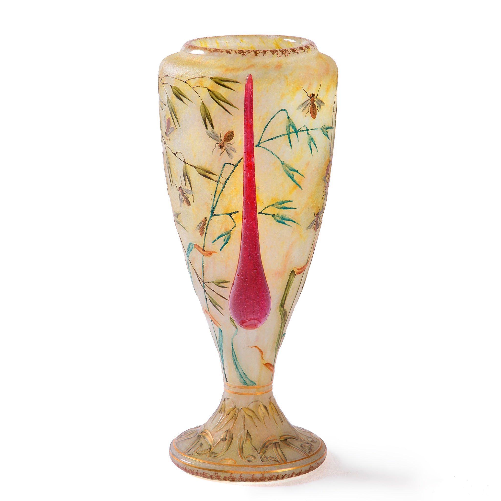 Daum Nancy Avoine and Bees Vase - Handcrafted French Art Glass Vase for Home Decor, Wedding Centerpiece & Luxury Gift