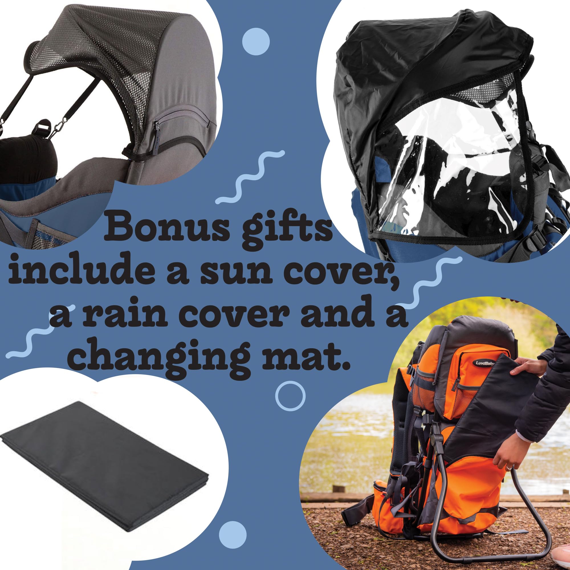 Best Hiking Baby Carrier Backpack - Ergonomic Toddler & Infant Carrier with Adjustable Straps, Diaper Changing Pad, Insulated Pocket & Weatherproof Hood for Outdoor Adventures - Perfect for Hiking, Camping and Family Travel