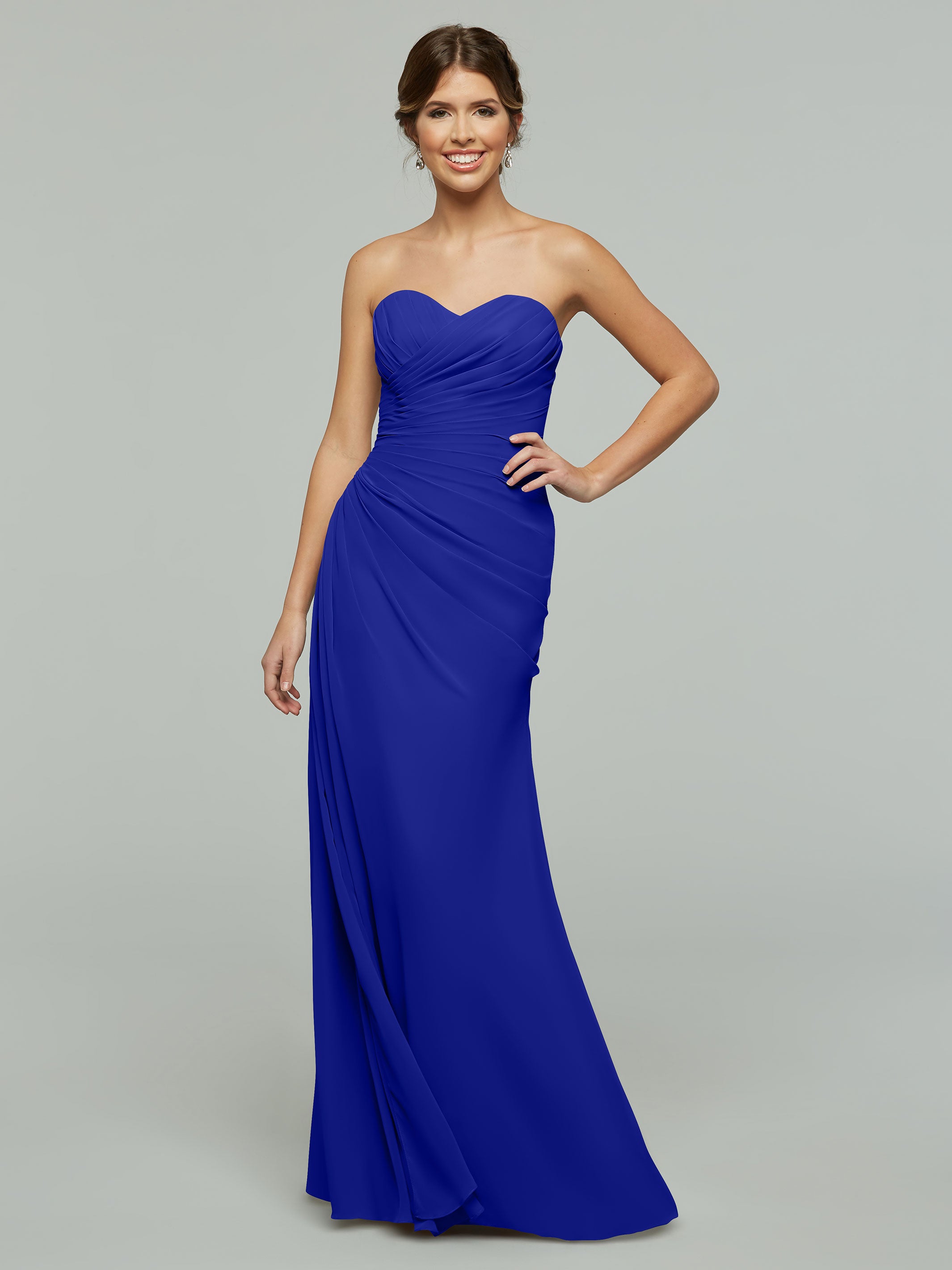 Elegant Strapless Sweetheart Chiffon Bridesmaid Dress with Ruching - Perfect for Weddings, Formal Events & Special Occasions