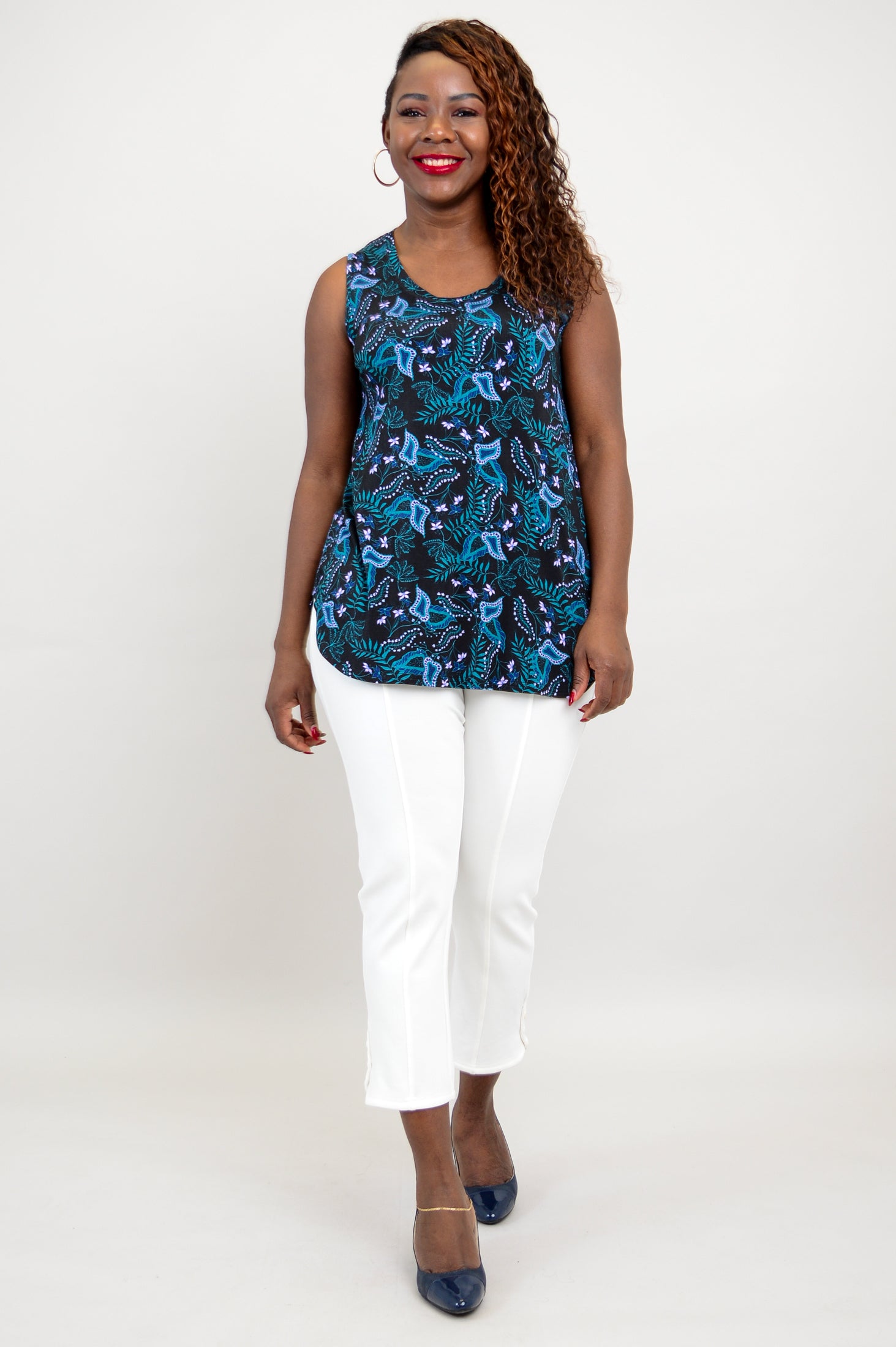 Jazz Tank Top - Fantasia Bamboo Print Women's Casual Shirt | Perfect for Summer Outfits, Beach Wear & Music Festivals