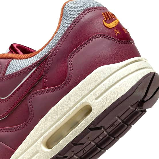 Nike Air Max 1 x Patta Rush Maroon Sneakers - Men's Running Shoes for Comfort & Style - Perfect for Jogging, Gym Workouts & Casual Wear