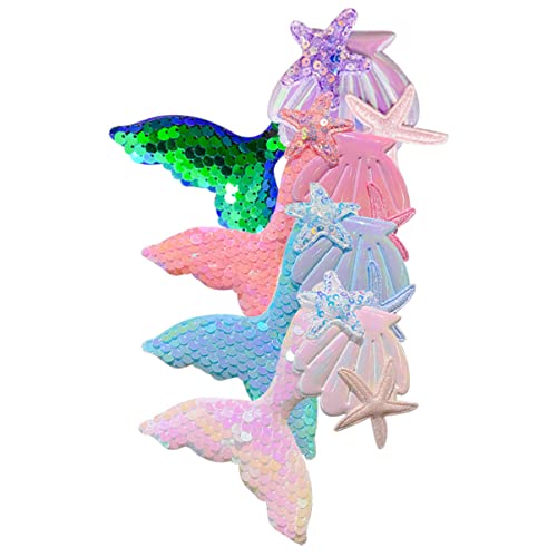 PRETYZOOM 4pcs Mermaid Pearl Hair Clips for Women & Girls - Glitter Hair Accessories for Parties, Weddings, Beach Vacations & Special Occasions