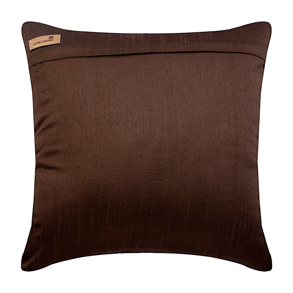 Luxury 26x26 Inch Silk Euro Pillow Covers - Brown Floral Decorative Sham with Metal Sequins for Bedroom & Living Room Decor | HomeCentric Contemporary European Style Pillowcase (65x65 cm)