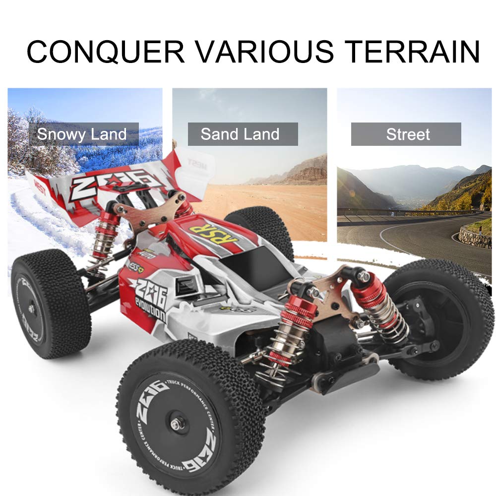GoolRC WLtoys 144001 1:14 Scale 4WD RC Car - 2.4GHz High Speed Remote Control Off-Road Buggy Truck with 60km/h Speed, RTR Aluminum Alloy Chassis & 550 Motor - Perfect for Adults & Hobbyists (Great for Off-Road Racing, Backyard Driving & RC Car Enthusiasts)