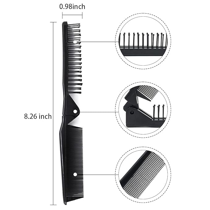 GITGRNTH Portable Travel Folding Hair Brush - Compact Foldable Comb for Women & Men, Double Headed Pocket Size (2 Pack) - Perfect for Travel, Gym, Office & On-the-Go Styling