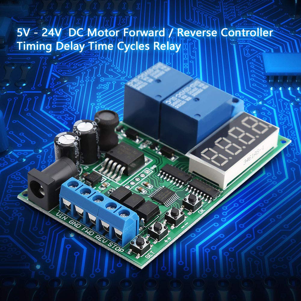 5V-24V DC Motor Controller Board with Forward/Reverse, Timing Delay & LED Indicator - Perfect for Robotics, DIY Projects, and Industrial Automation