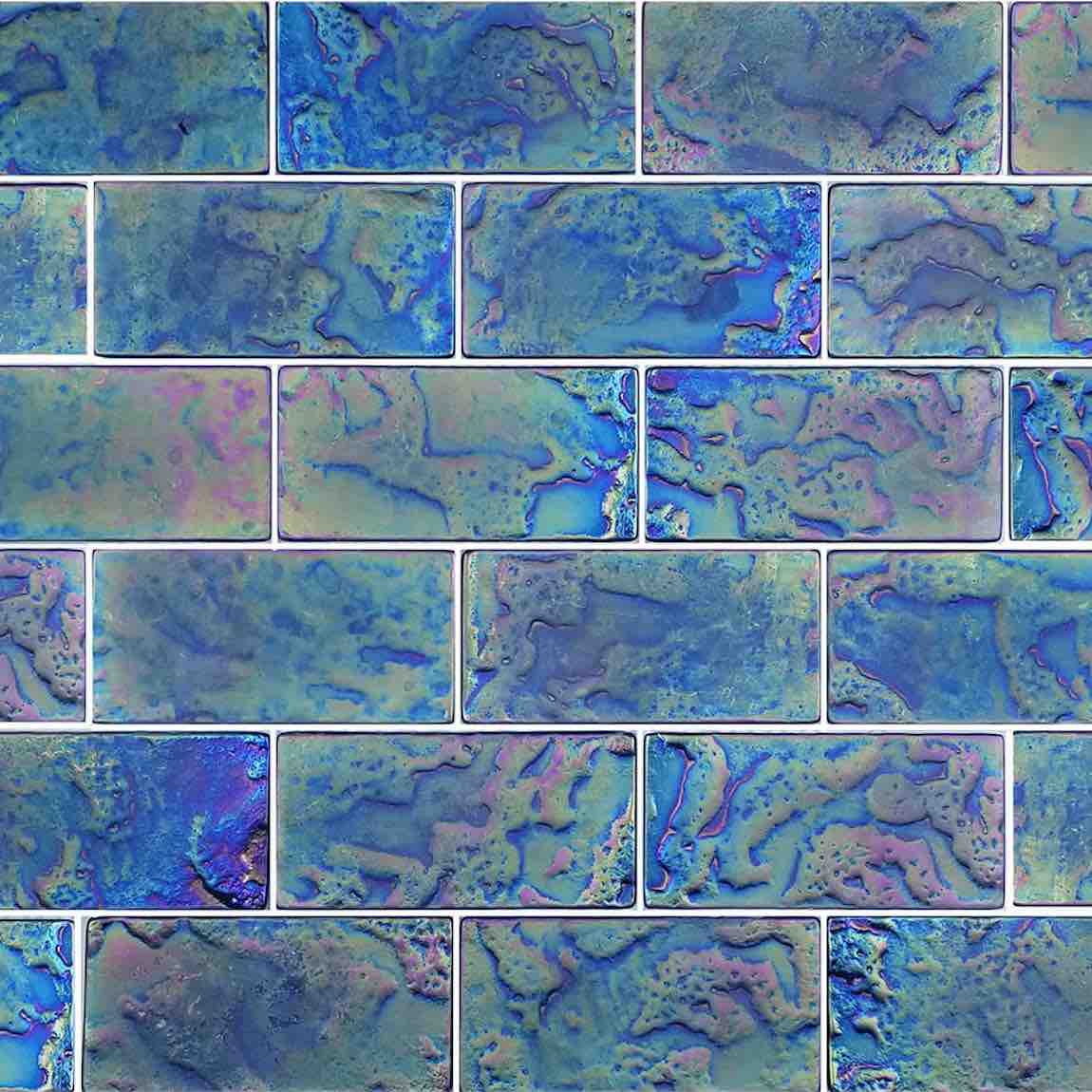 Iridescent Glass Subway Tile 2x4 - Vintage Patina Finish for Kitchen Backsplash & Bathroom Wall Decor