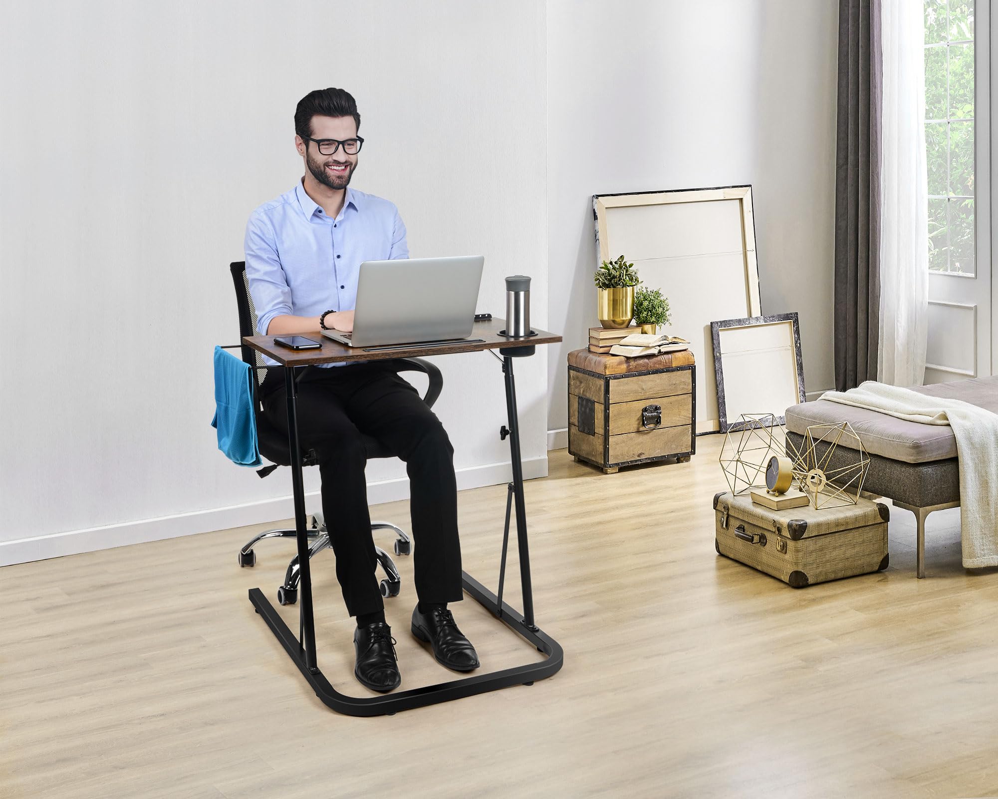 Adjustable Bike Trainer Fitness Desk - Portable Workstation Standing Desk for Indoor Cycling, Exercise & Home Office Use | Perfect for Workouts, Remote Work & Multitasking