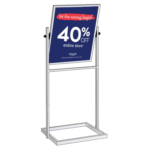 1 Tier Tilted Sign Holder Floor Poster Stand for 22x28 Posters - Heavy Duty A-Frame Display for Retail, Restaurants & Events - Indoor/Outdoor Advertising Solution