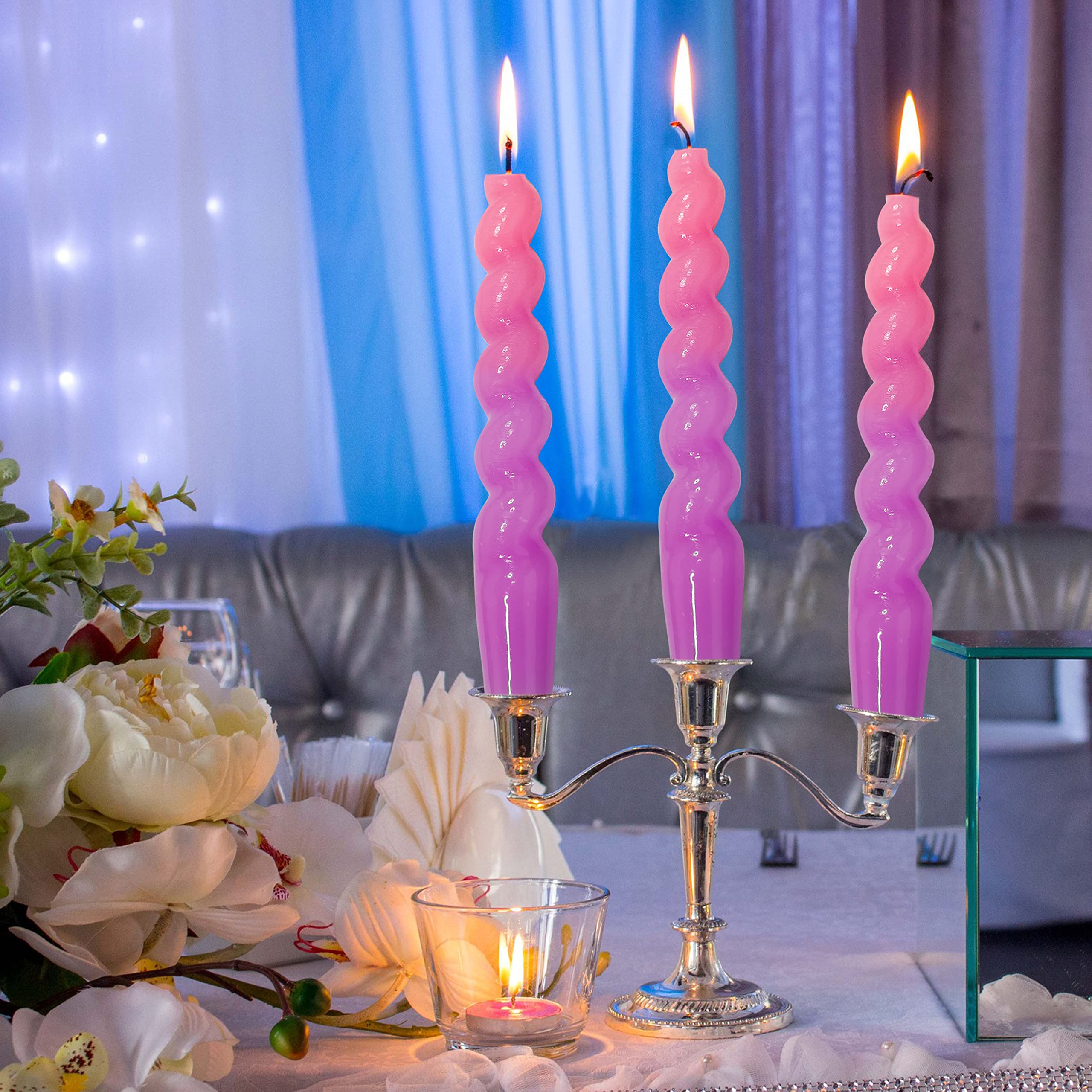 Handcrafted 7.5'' Purple Spiral Taper Candles - Unscented Twisted Wax Candlesticks for Wedding, Home Decor & Dinner Parties | Elegant Gift Idea for Special Occasions