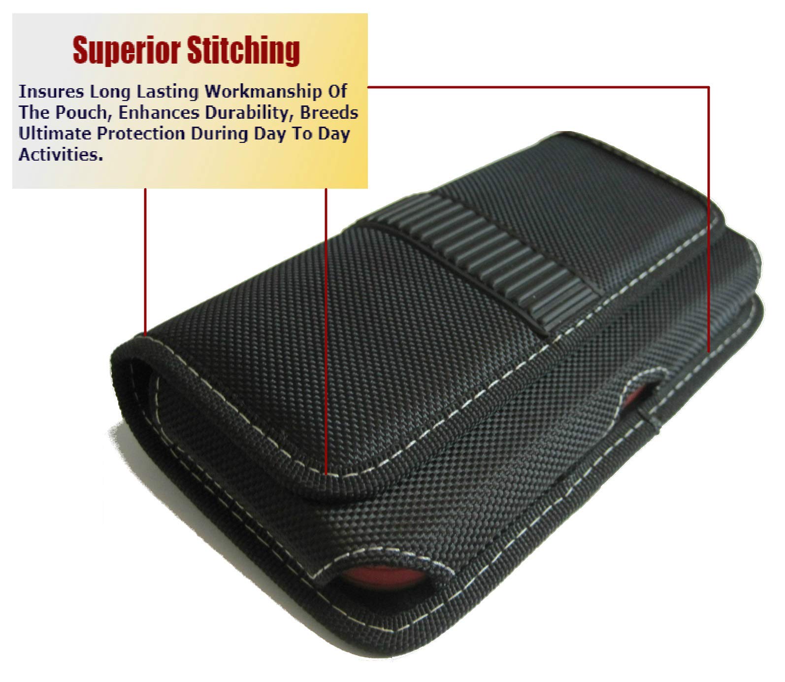 Nylon Cell Phone Holster Pouch for Galaxy S23FE/A25/A23/A14/A13/A20/A50 - Compatible with Otterbox Commuter/Defender Cases - Rugged Belt Loop Clip Holder with Magnetic Closure (Black-Horizontal) - Perfect for Work, Hiking, and Outdoor Activities