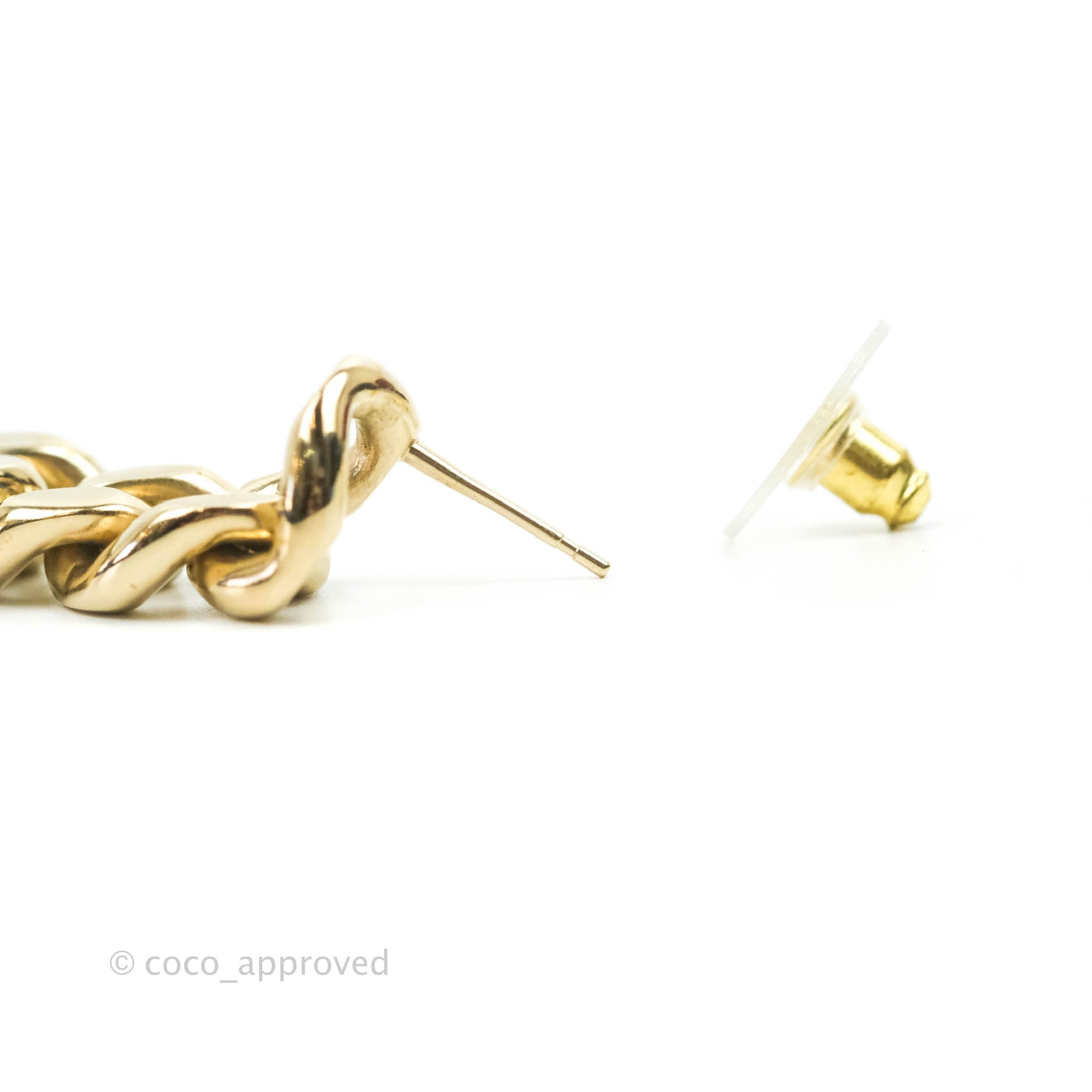 Chanel CC Crystal Drop Earrings - Gold Tone Chain Link Dangle Earrings for Women | Perfect for Parties, Weddings & Evening Events