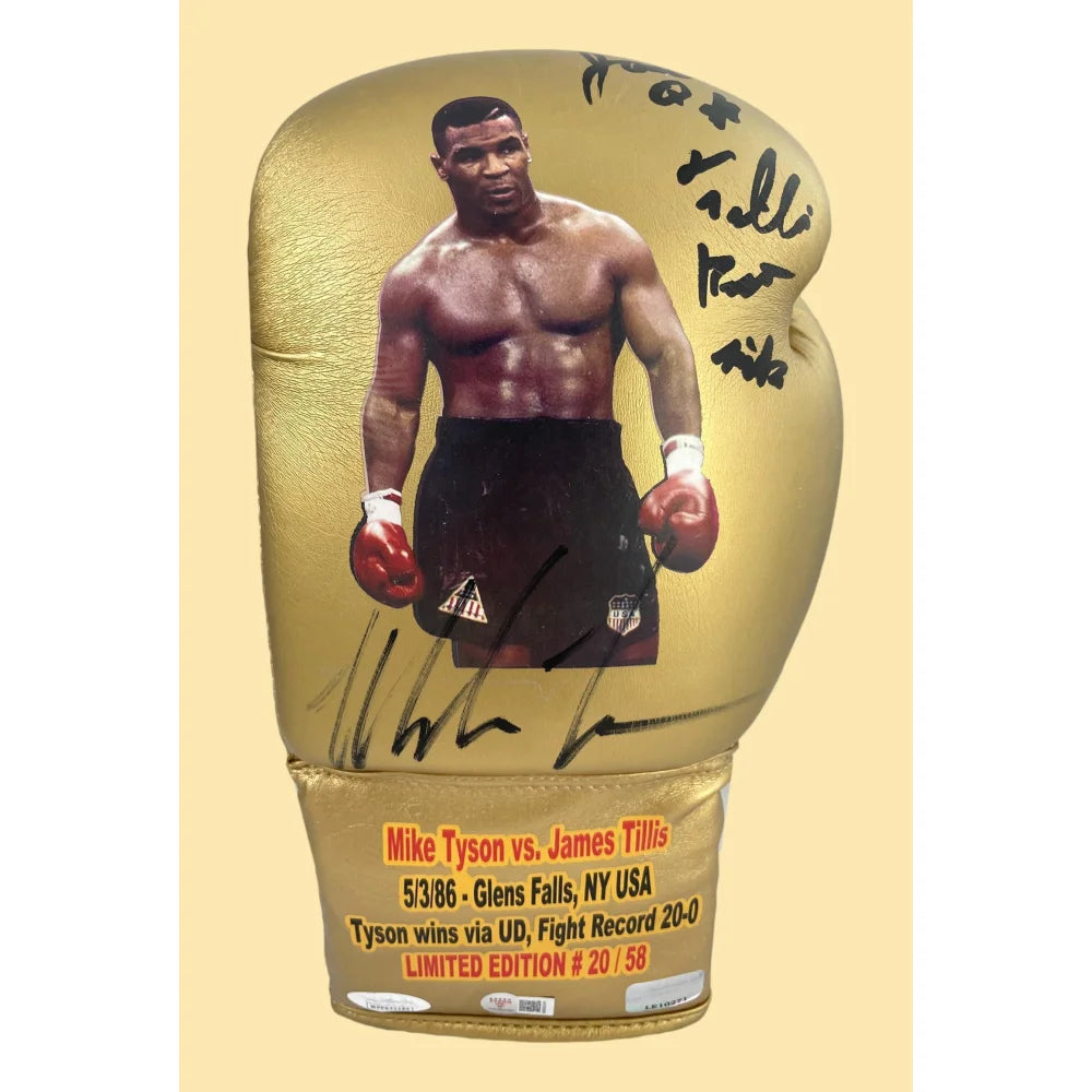 Mike Tyson & James Quick Tillis Dual Signed Boxing Glove - Limited Edition 20/58 - Authentic Collectible for Boxing Fans & Memorabilia Enthusiasts - Perfect for Display in Sports Bars, Man Caves & Collections