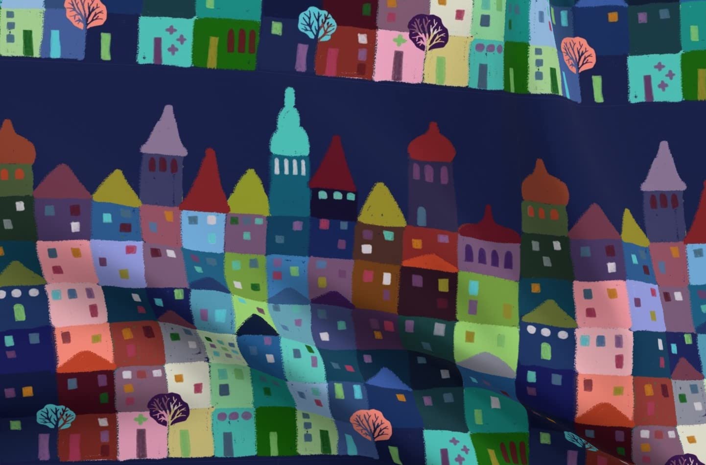Night City Green Blue Rose Printed Minky Fabric Fat Quarter - Soft Plush Fabric for Sewing Baby Blankets, Quilt Backing & DIY Plush Toys - Premium Spoonflower Fabric for Crafting & Home Decor