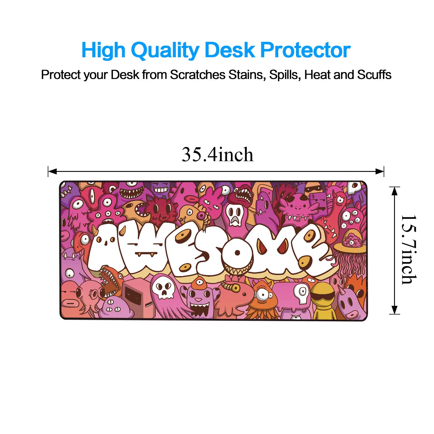 Large Extended Gaming Mouse Pad with Anime Graffiti Design - 35.4