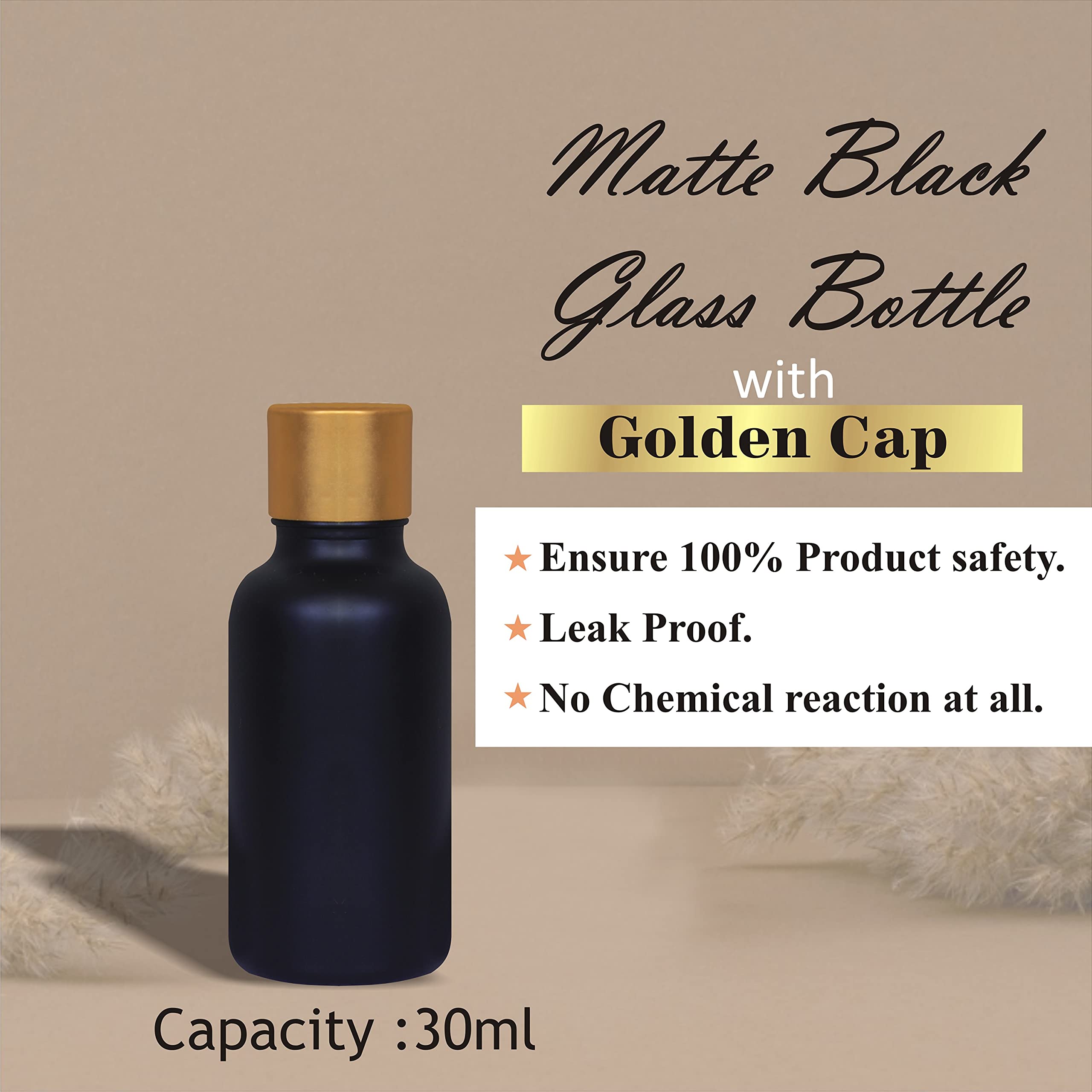 Premium 30ml Empty Glass Bottles with Gold Metal Cap - Ideal for Essential Oils, Perfumes, Serums & DIY Beauty Products (Pack of 3) - Perfect for Home Spa, Aromatherapy & Gift Packaging