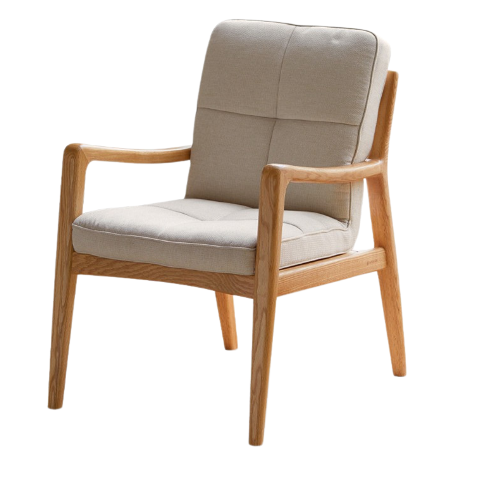Modern Oak Solid Wood Cross-Legged Chair with Backrest - Perfect for Living Room, Dining Room, and Home Office Seating