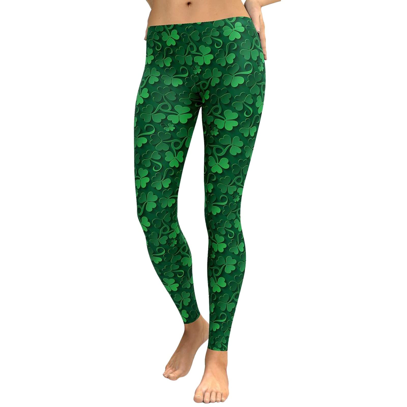Women's High-Waisted Yoga Leggings - Printed Green Skinny Gym Pants for Running, Pilates & Workout | Moisture-Wicking & Stretchy Activewear