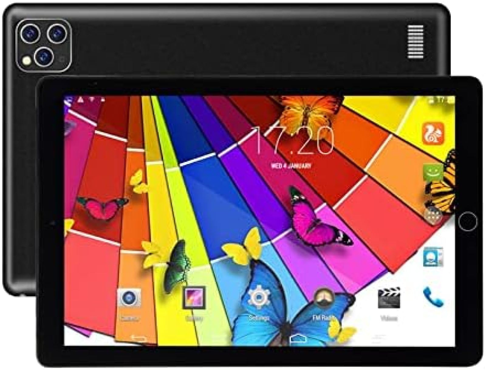10 Inch Android Tablet with 3G/4G LTE, Dual SIM Slots, Quad-Core Processor, HD Touchscreen, WiFi, Bluetooth, GPS - Black | Portable Entertainment & Work Device for Travel, School, and Home Use