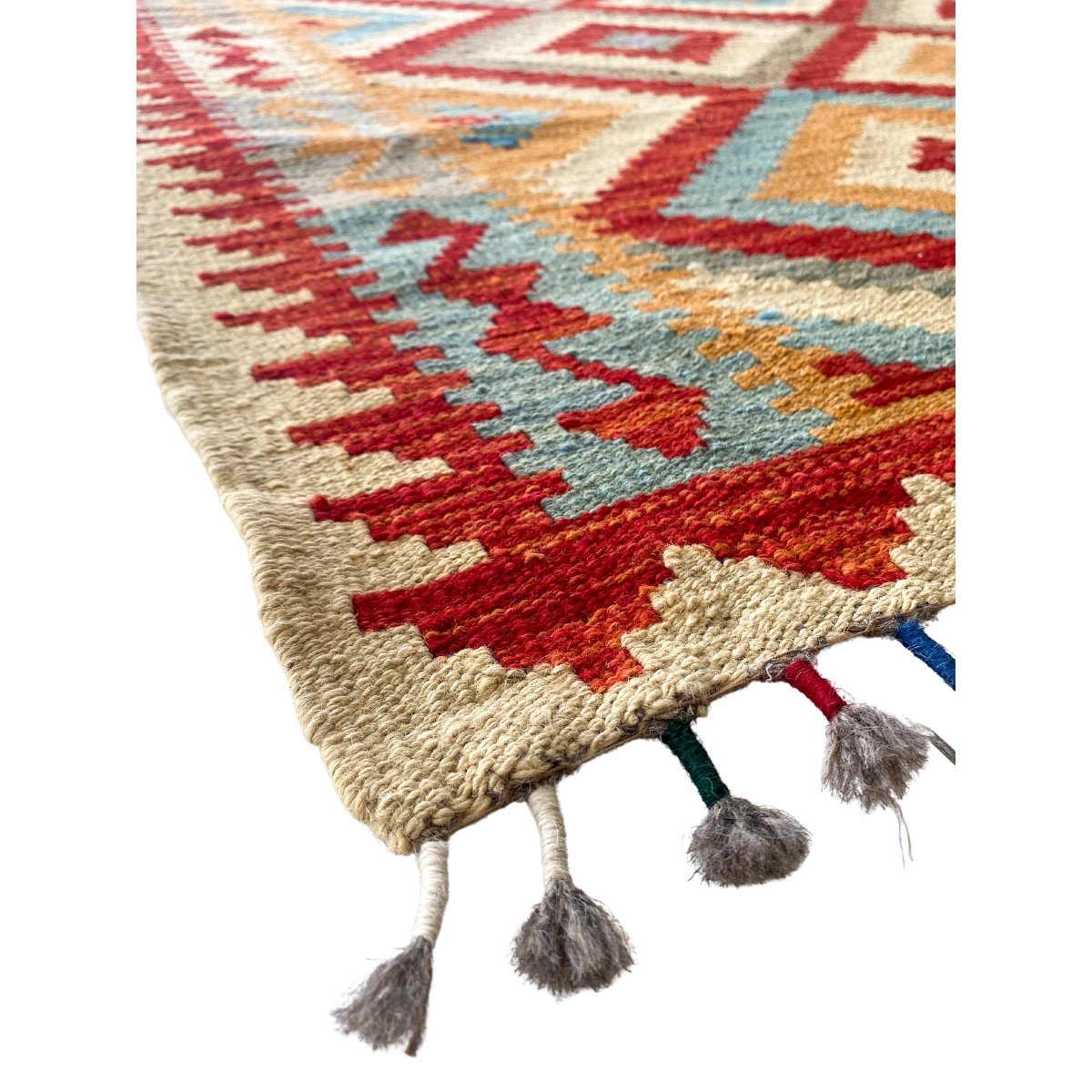 Authentic Afghani Chobi Kilim Rug - 5.11 x 4.7 Feet Handmade Tribal Wool Carpet - Bohemian Home Decor for Living Room, Bedroom & Boho Chic Spaces