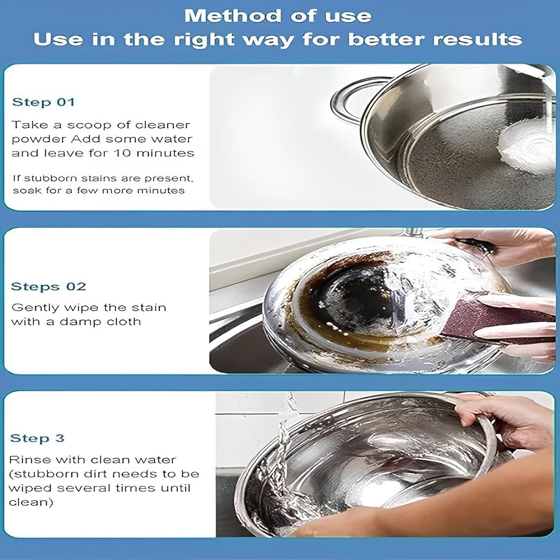 KLEVA All Kitchen Active Oxygen Cleaner Powder - Multi-Purpose Stain, Oil & Grease Remover for Kitchen, Utensils & Sanitary Areas | Rust Cleaner | 250g | Perfect for Deep Cleaning Stoves, Sinks & Cookware