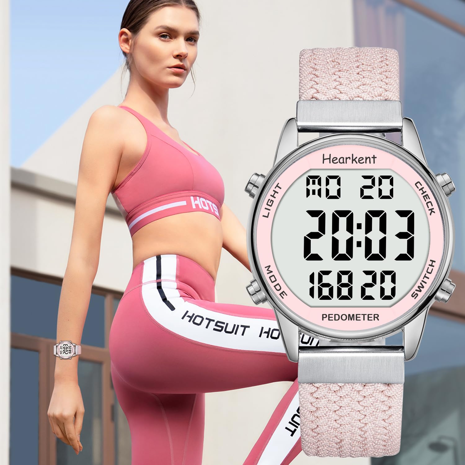 Hearkent Women's Pedometer Watch - Fitness Tracker with Calorie Counter & Waterproof Design for Walking, Sports & Elderly Use