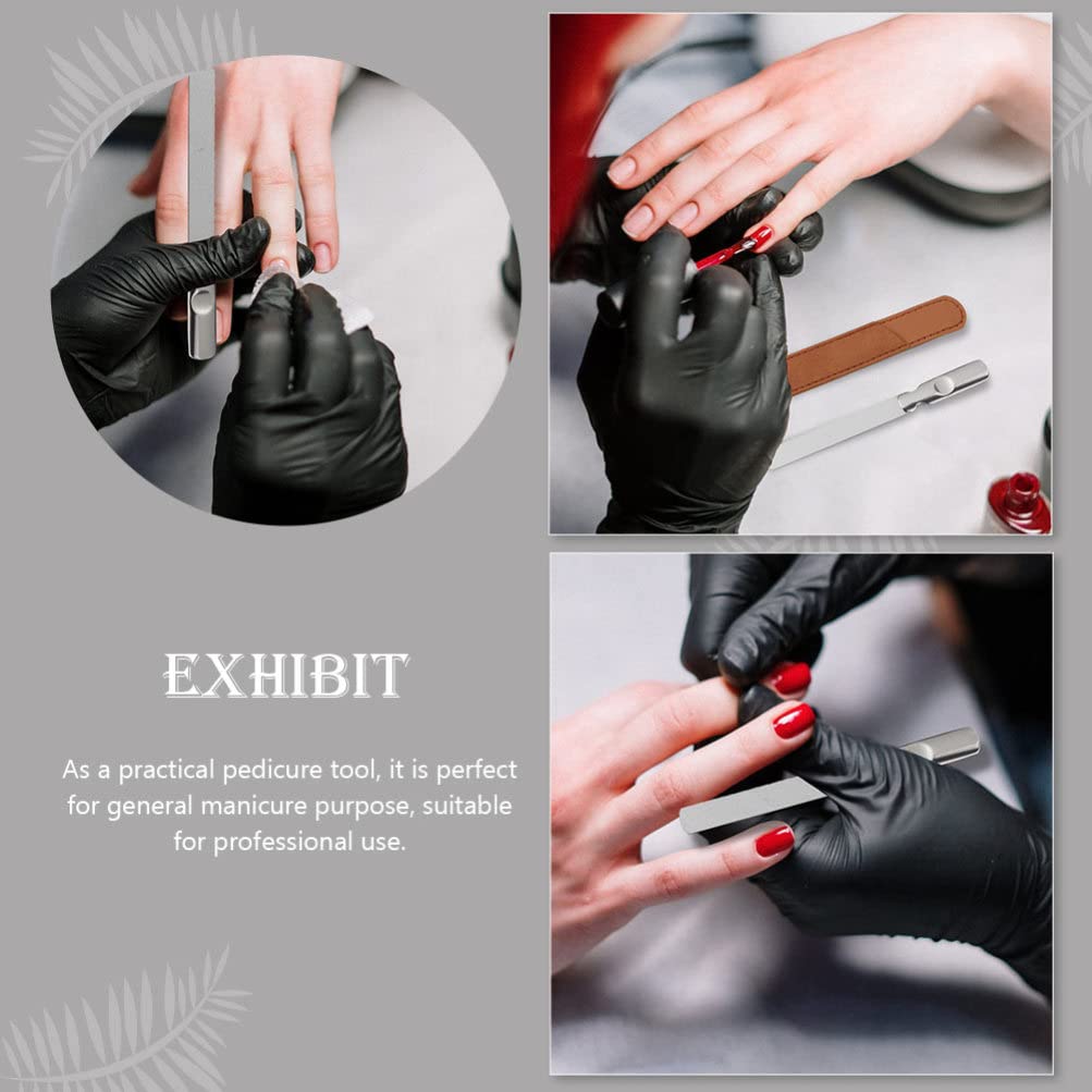 Lurrose 2-Piece Stainless Steel Nail File & Buffer Kit - Professional Manicure Pedicure Tools with Emery Board for Nail Cleaning, Polishing & Shaping - Perfect for Home Salon & Travel Nail Care