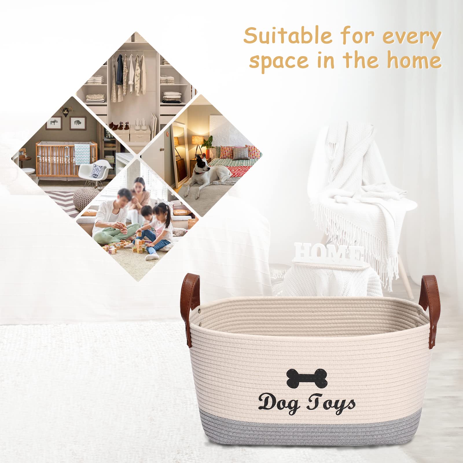 Extra Large Cotton Dog Toy Storage Basket - 16.5