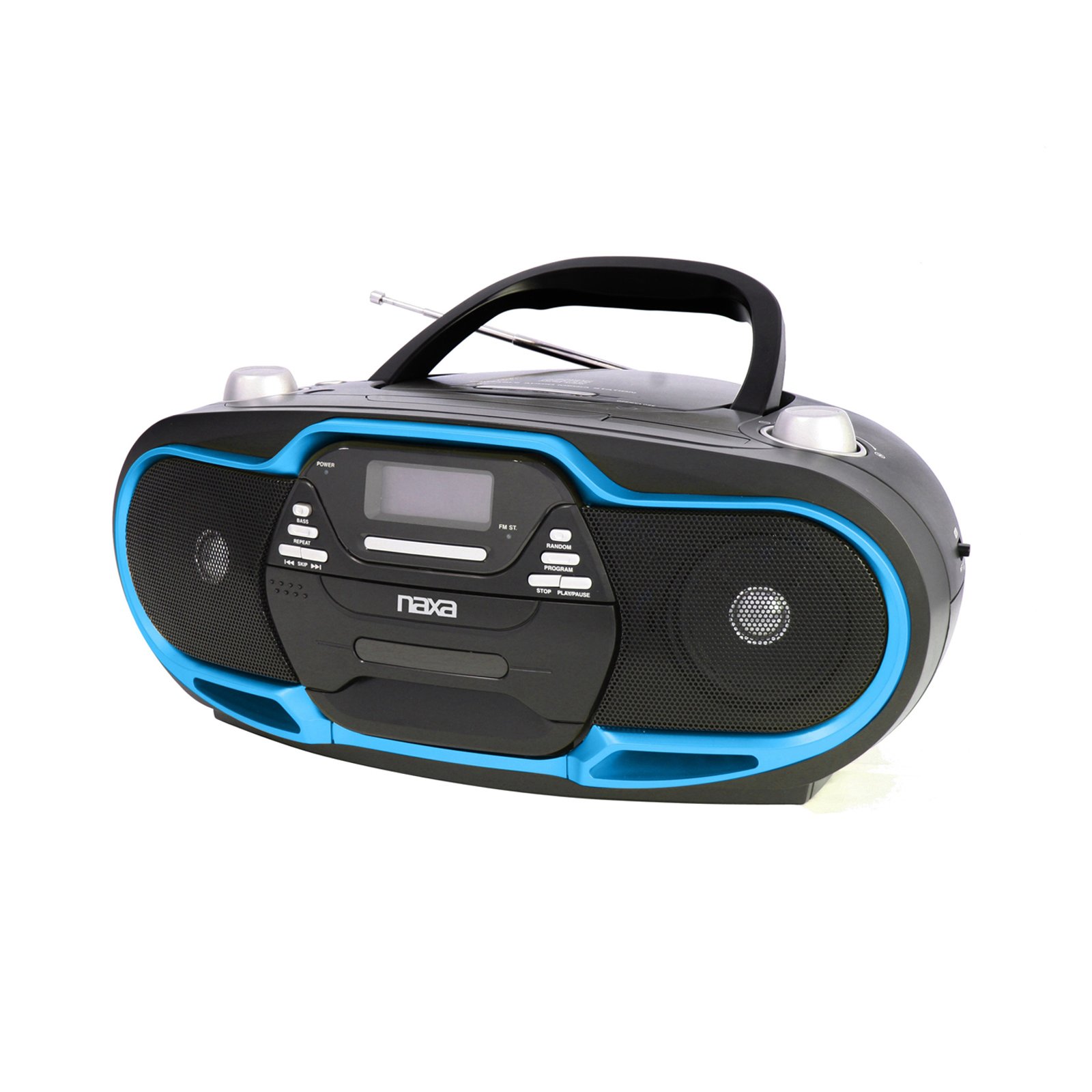 NAXA Electronics NPB-257 Portable MP3 CD Player with AM/FM Stereo Radio, USB Input & Headphone Jack - Compact Music Player for Kids, Travel, Gym, and Home Use (Black/Blue)