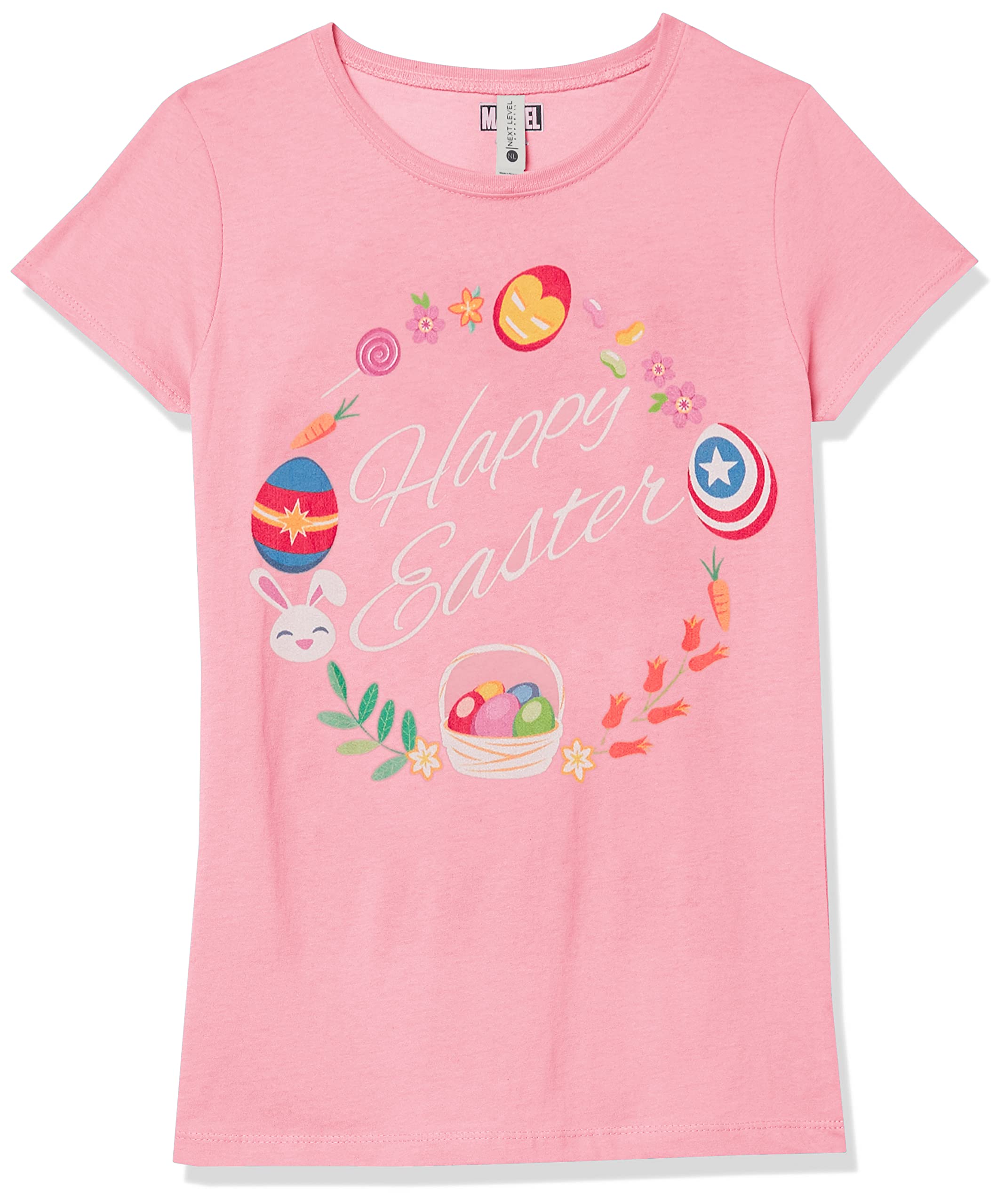Marvel Girl's Easter Wreath Graphic T-Shirt for Women - Cute Spring Holiday Tee for Easter Celebrations, Egg Hunts & Family Gatherings