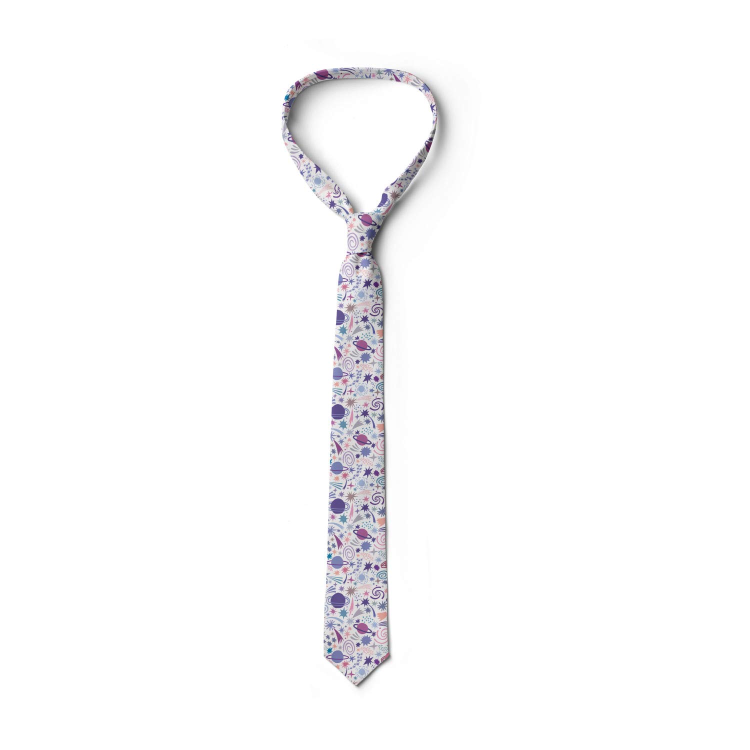 Ambesonne Men's Necktie - Stylish Planets & Celestial Design, 3.7